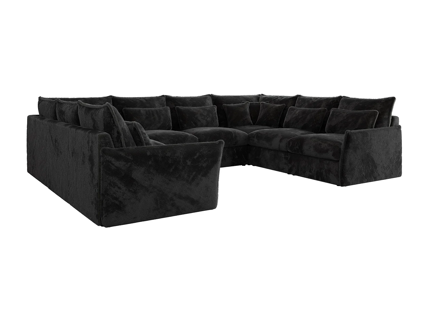 Ecksofa VERSO U8M - modulare U-förmige Ecke mit Armlehnen, Wohnlandschaft, Ecksofa XXL, lose Kissen - Dunkelgrau Plüsch