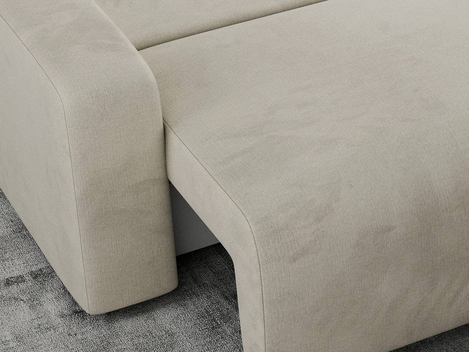 Ecksofa ARGOS - mit Schlaffunktion, Sofa mit armlehnen, Bettkasten, 3-Sitzer Sofa - Beige Velvet