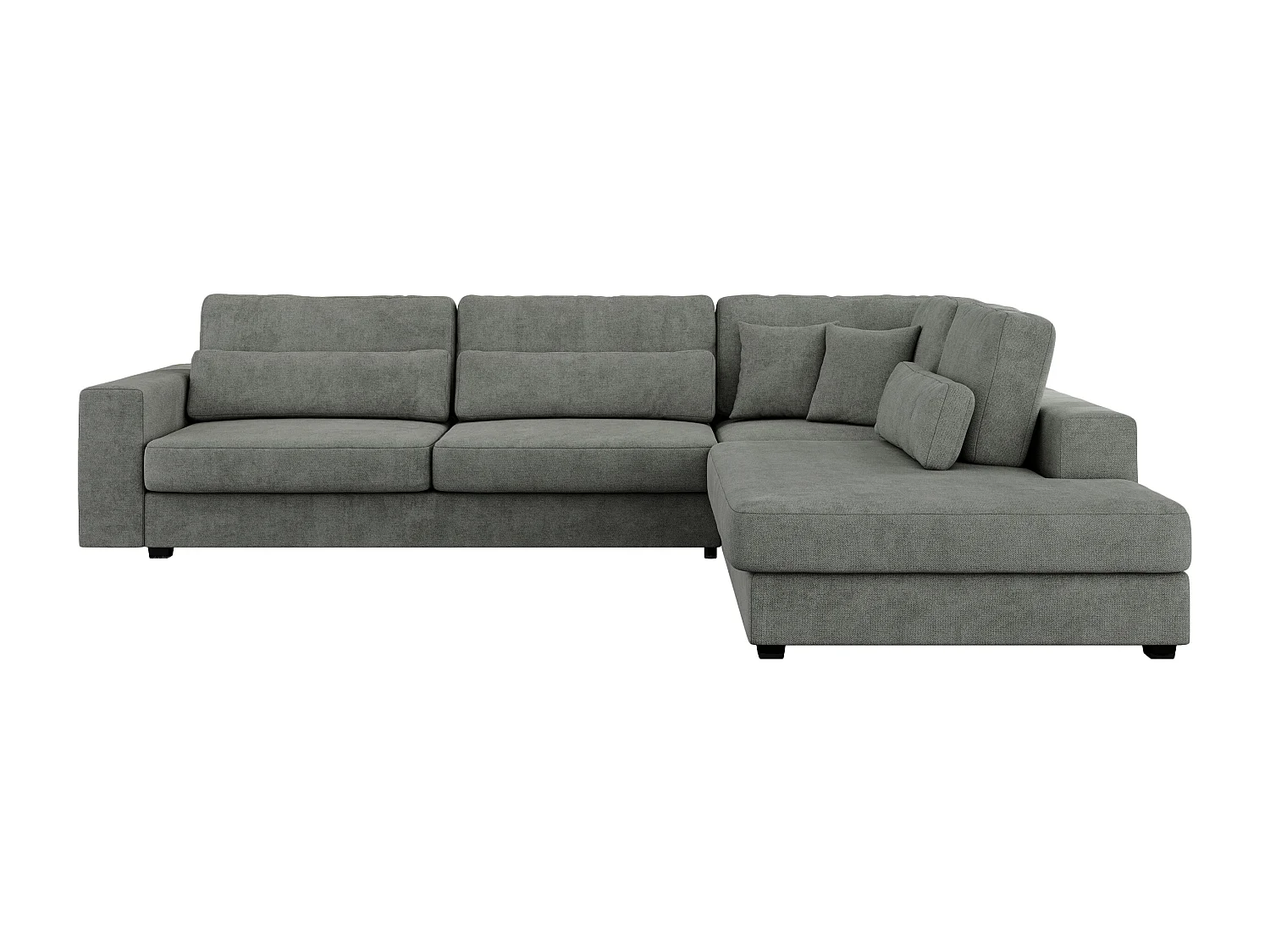 Ecksofa SAVONA - mit Armlehnen, lose Kissen, große L-förmige Ecke, Wohnlandschaft - Grau Strukture - Ecke Rechts