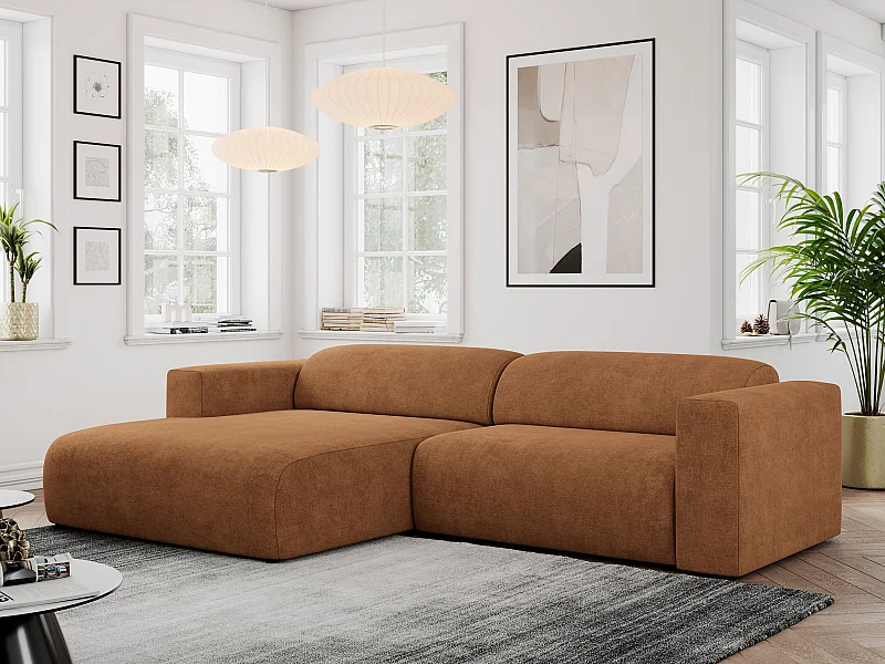 Ecksofa PASADENA - mit Armlehnen, Wohnlandschaft, freistehendes Sofa, große Ecke - Orange Stukture - Ecke Links
