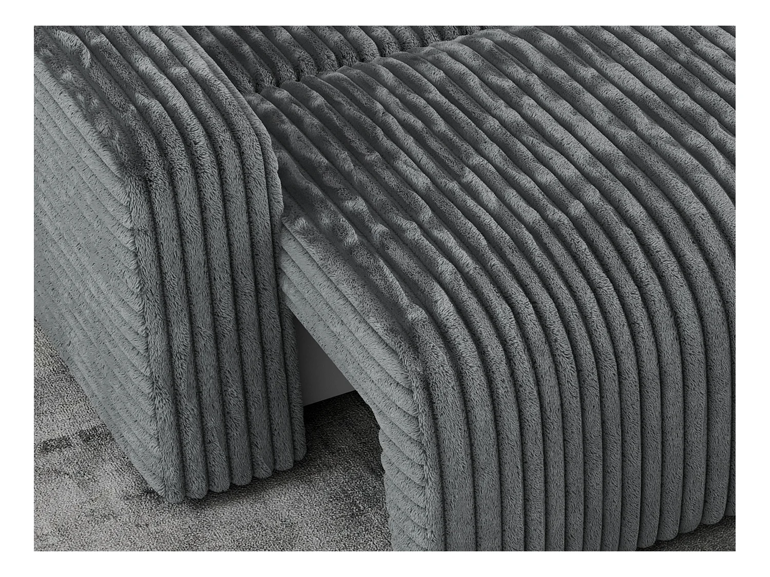 Ecksofa ARGOS - mit Schlaffunktion, Sofa mit armlehnen, Bettkasten, 3-Sitzer Sofa - Dunkelgrau Cord