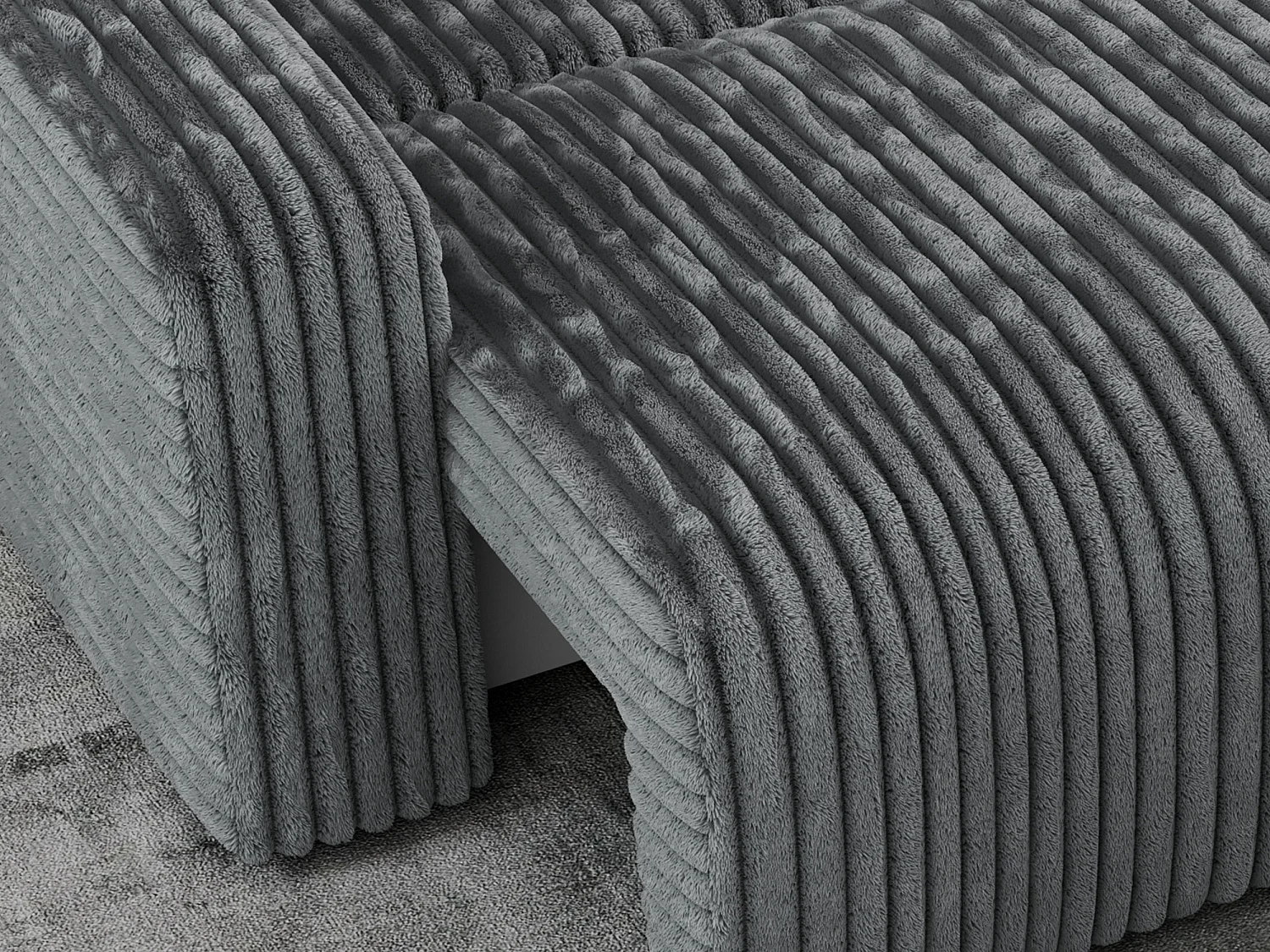 Ecksofa ARGOS - mit Schlaffunktion, Sofa mit armlehnen, Bettkasten, 3-Sitzer Sofa - Dunkelgrau Cord