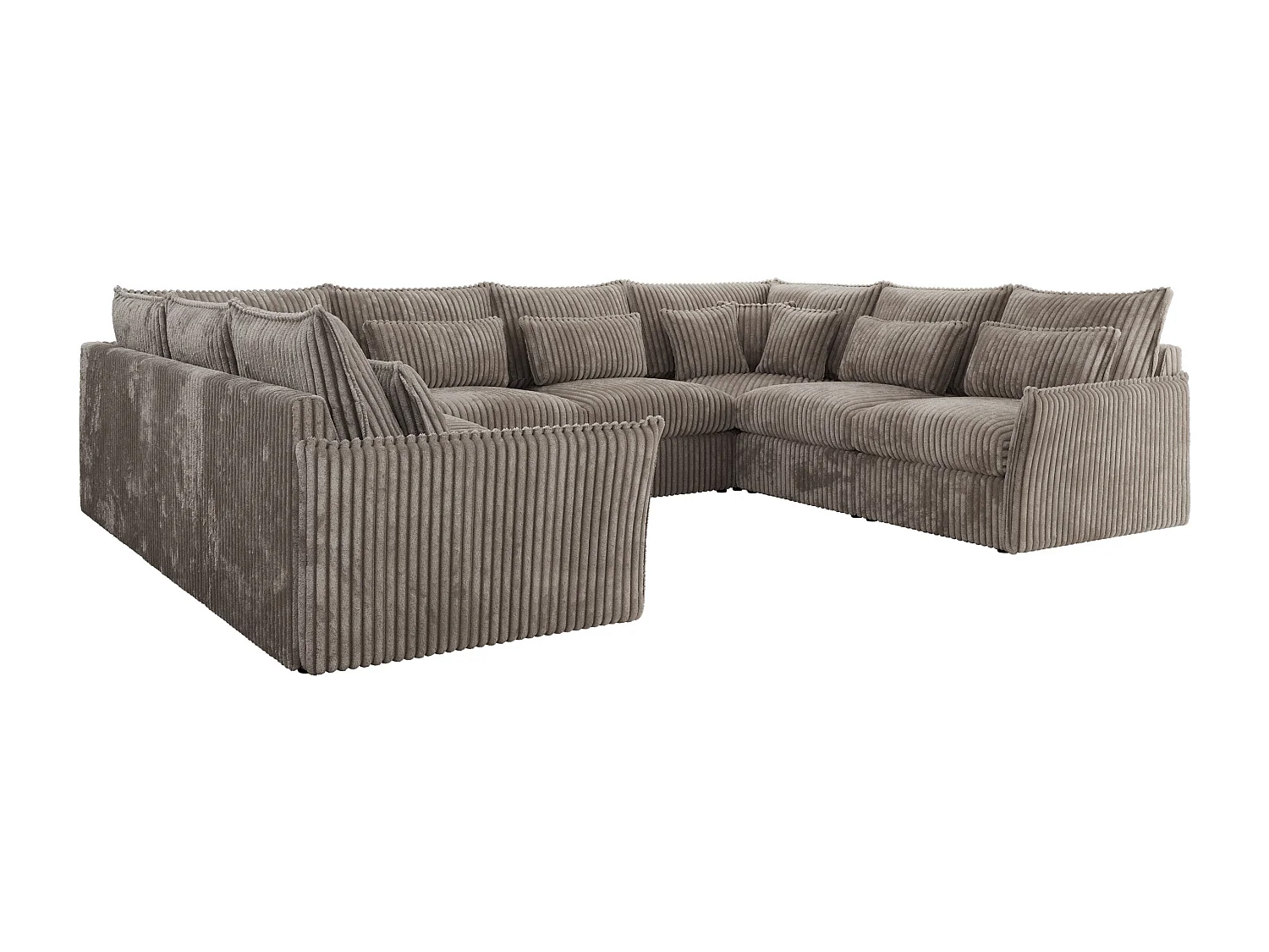 Ecksofa VERSO U8M - modulare U-förmige Ecke mit Armlehnen, Wohnlandschaft, Ecksofa XXL, lose Kissen - Hellbraun Cord