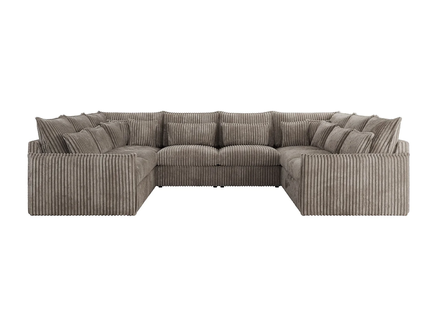 Ecksofa VERSO U8M - modulare U-förmige Ecke mit Armlehnen, Wohnlandschaft, Ecksofa XXL, lose Kissen - Hellbraun Cord