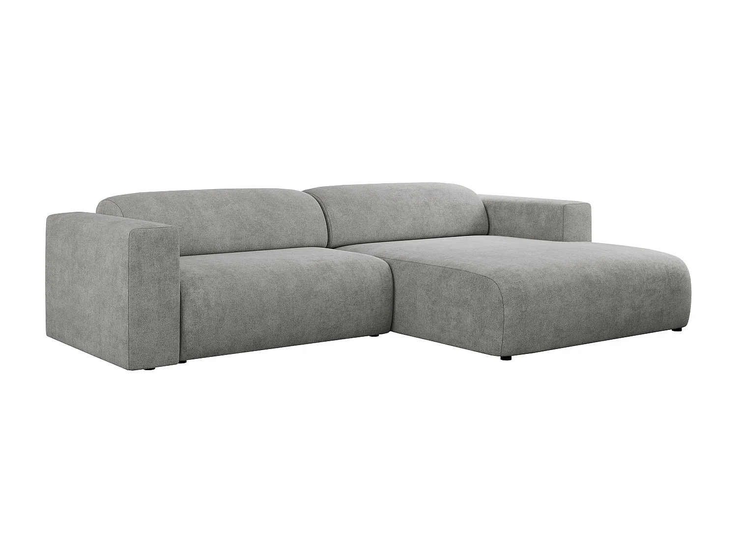 Ecksofa PASADENA - mit Armlehnen, Wohnlandschaft, freistehendes Sofa, große Ecke - Hellgrau Stukture - Ecke Rechts