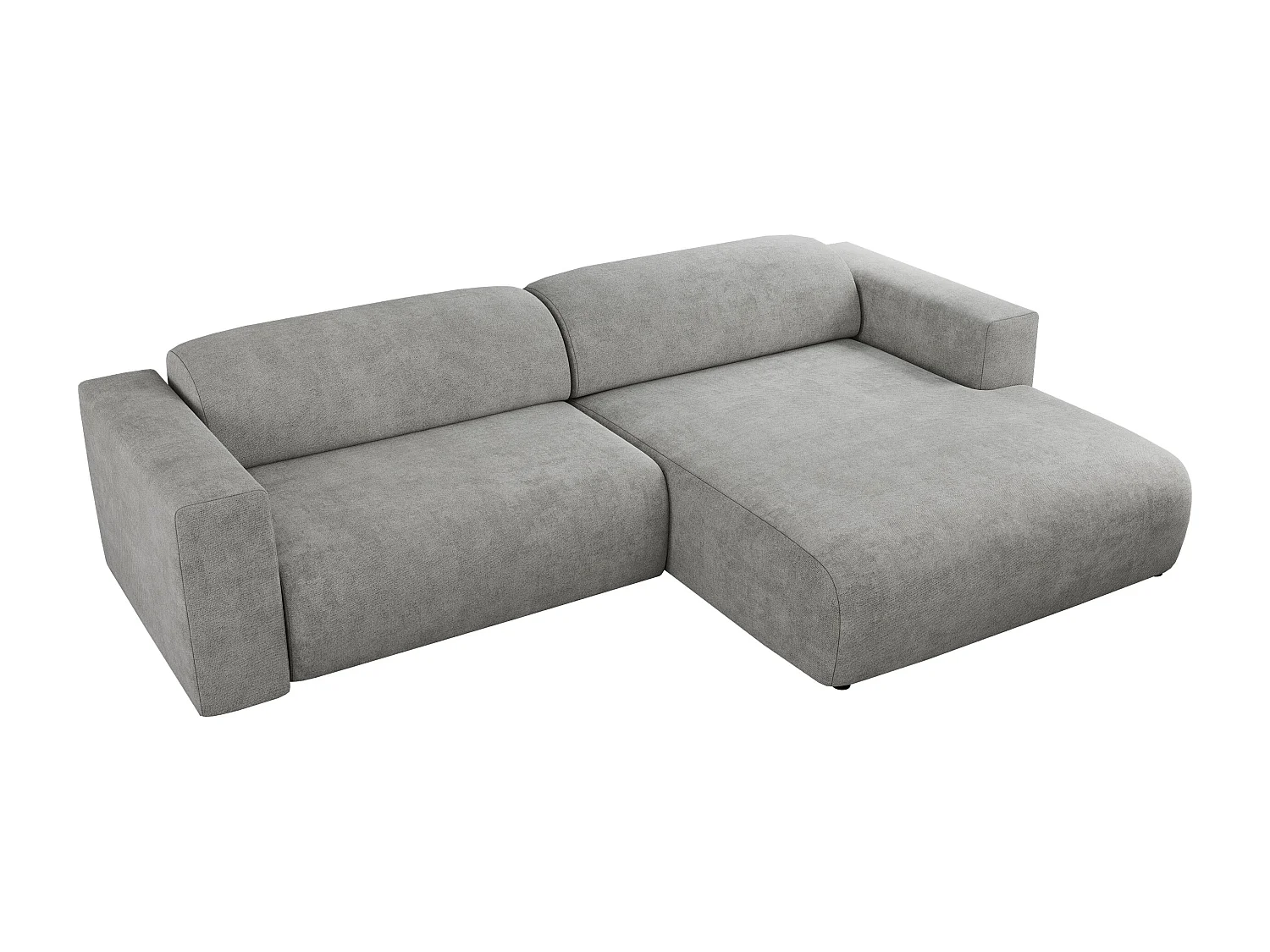 Ecksofa PASADENA - mit Armlehnen, Wohnlandschaft, freistehendes Sofa, große Ecke - Hellgrau Stukture - Ecke Rechts
