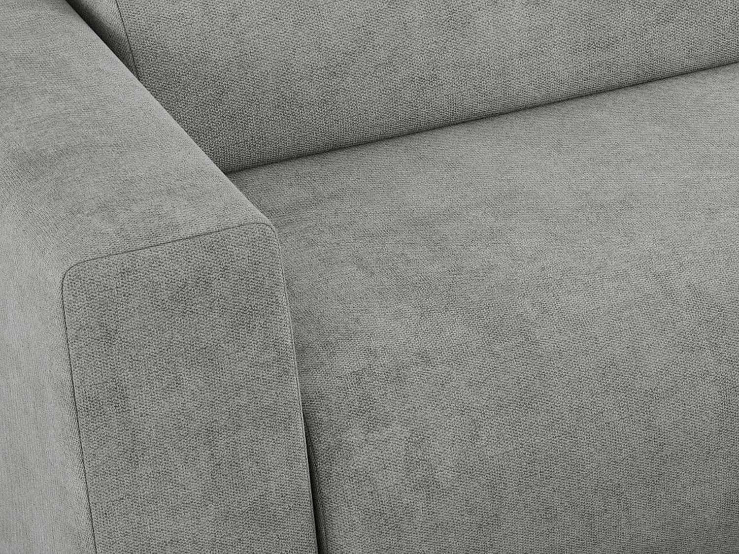 Ecksofa PASADENA - mit Armlehnen, Wohnlandschaft, freistehendes Sofa, große Ecke - Hellgrau Stukture - Ecke Rechts