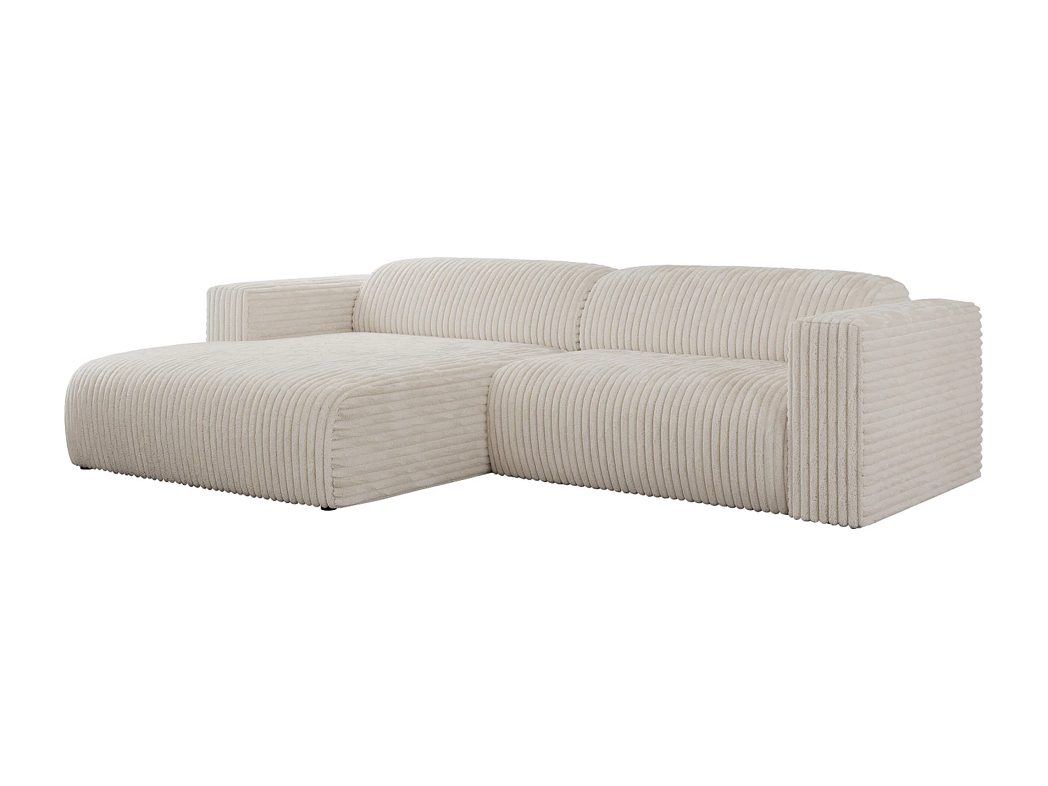 Ecksofa PASADENA - mit Armlehnen, Wohnlandschaft, freistehendes Sofa, große Ecke - Beige Cord - Ecke Links