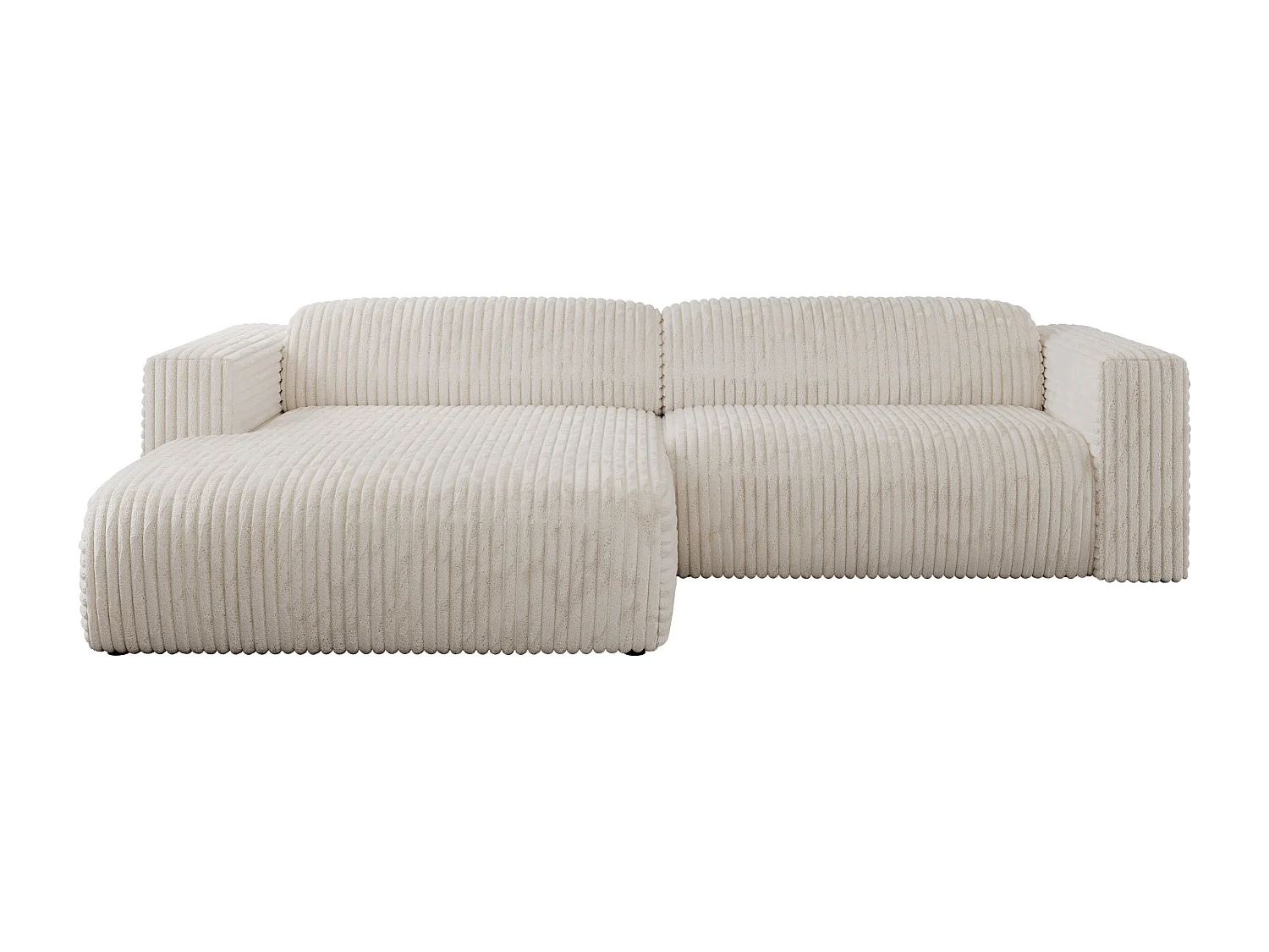 Ecksofa PASADENA - mit Armlehnen, Wohnlandschaft, freistehendes Sofa, große Ecke - Beige Cord - Ecke Links