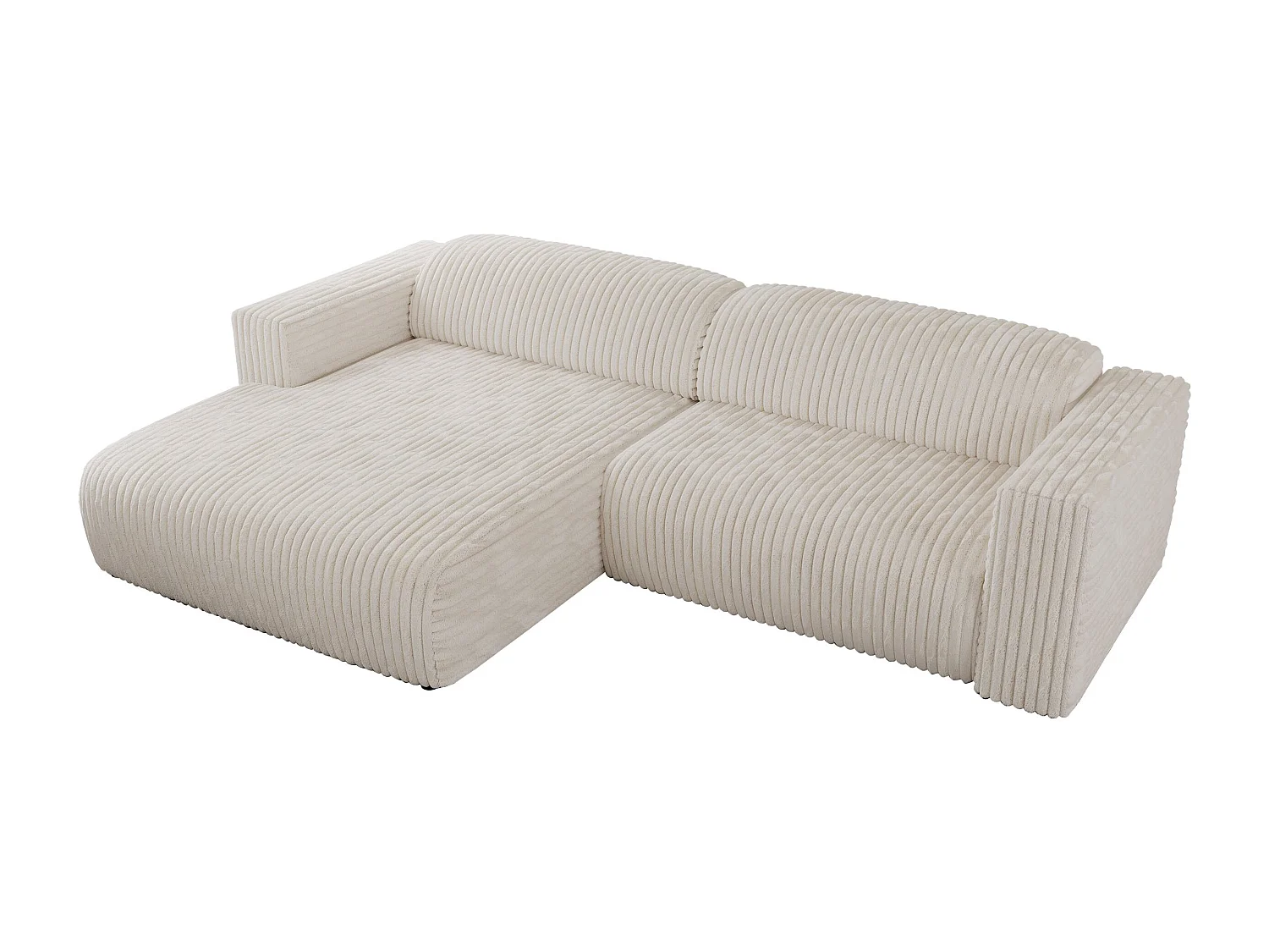 Ecksofa PASADENA - mit Armlehnen, Wohnlandschaft, freistehendes Sofa, große Ecke - Beige Cord - Ecke Links