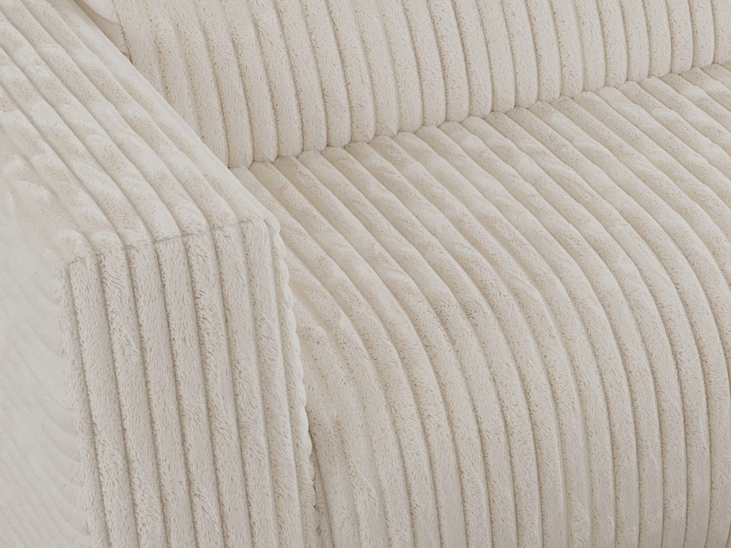 Ecksofa PASADENA - mit Armlehnen, Wohnlandschaft, freistehendes Sofa, große Ecke - Beige Cord - Ecke Links