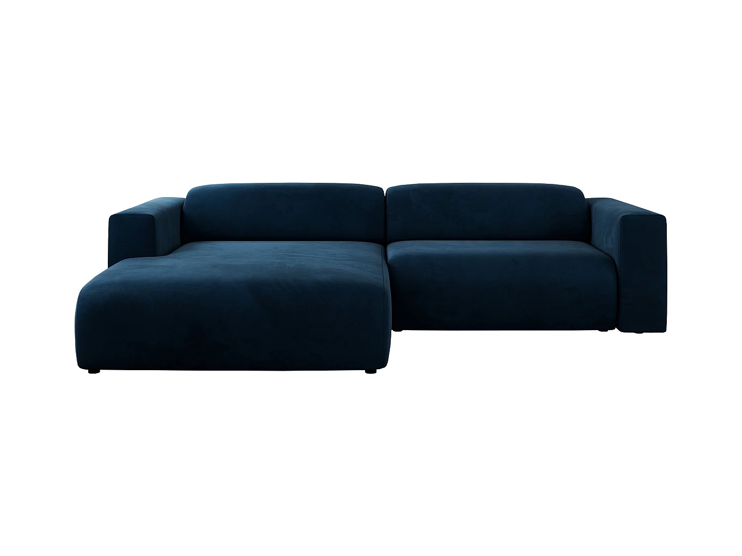 Ecksofa PASADENA - mit Armlehnen, Wohnlandschaft, freistehendes Sofa, große Ecke - Dunkelblau Velvet - Ecke Links