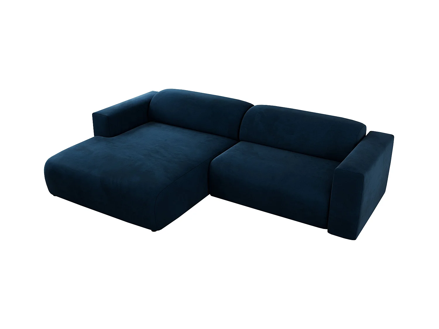 Ecksofa PASADENA - mit Armlehnen, Wohnlandschaft, freistehendes Sofa, große Ecke - Dunkelblau Velvet - Ecke Links
