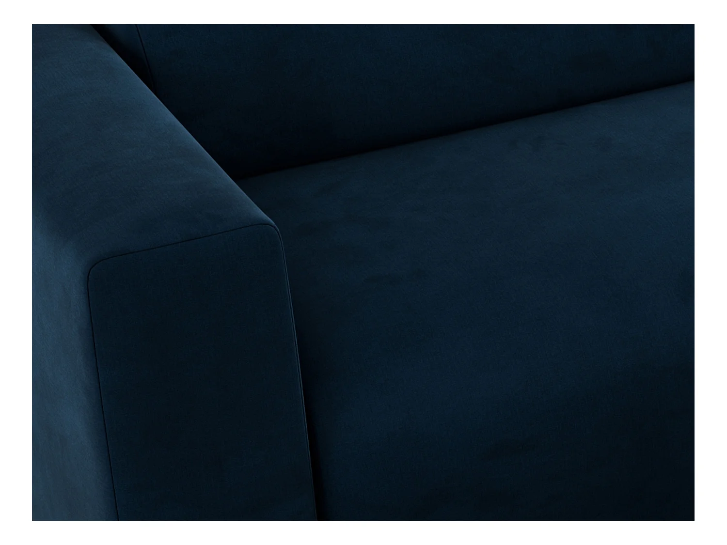 Ecksofa PASADENA - mit Armlehnen, Wohnlandschaft, freistehendes Sofa, große Ecke - Dunkelblau Velvet - Ecke Links