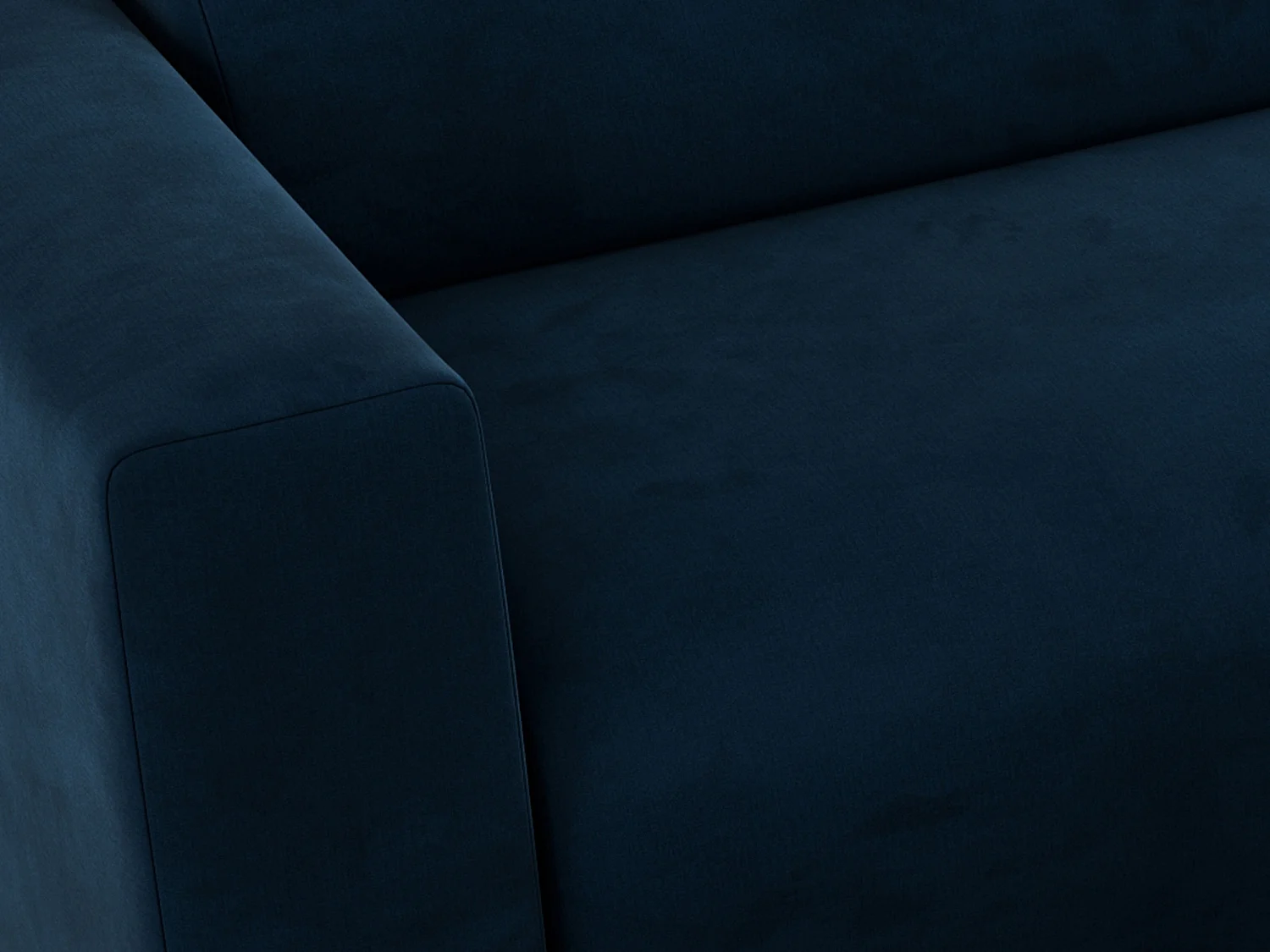 Ecksofa PASADENA - mit Armlehnen, Wohnlandschaft, freistehendes Sofa, große Ecke - Dunkelblau Velvet - Ecke Links