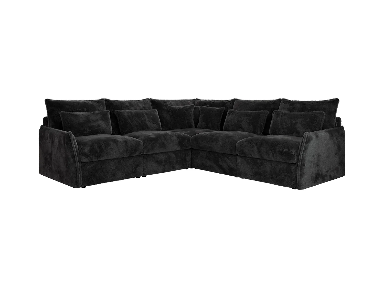 Ecksofa VERSO - modulare L-förmige Ecke, lose Kissen, Wohnlandschaft - Dunkelgrau Plüsch