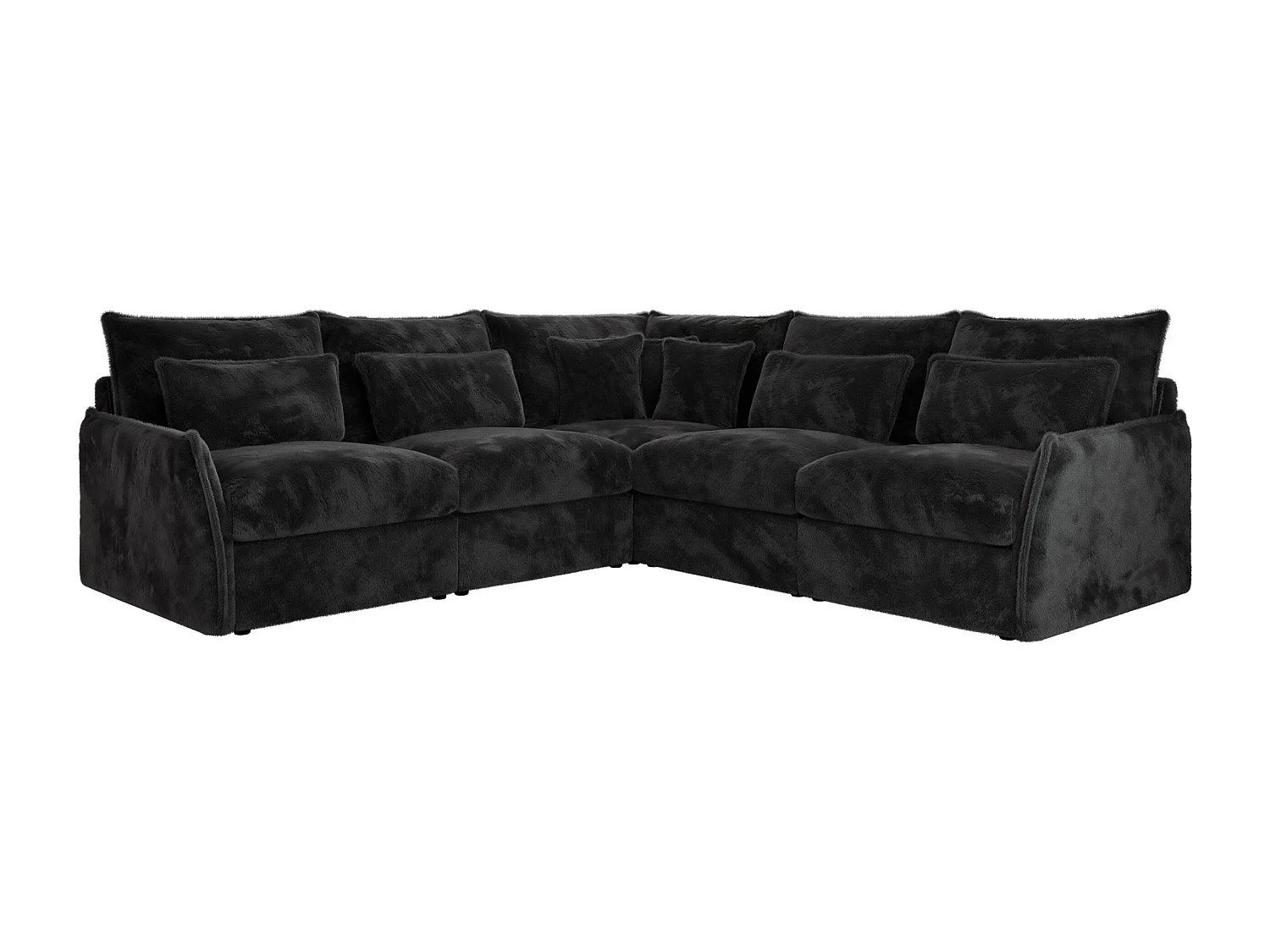 Ecksofa VERSO - modulare L-förmige Ecke, lose Kissen, Wohnlandschaft - Dunkelgrau Plüsch