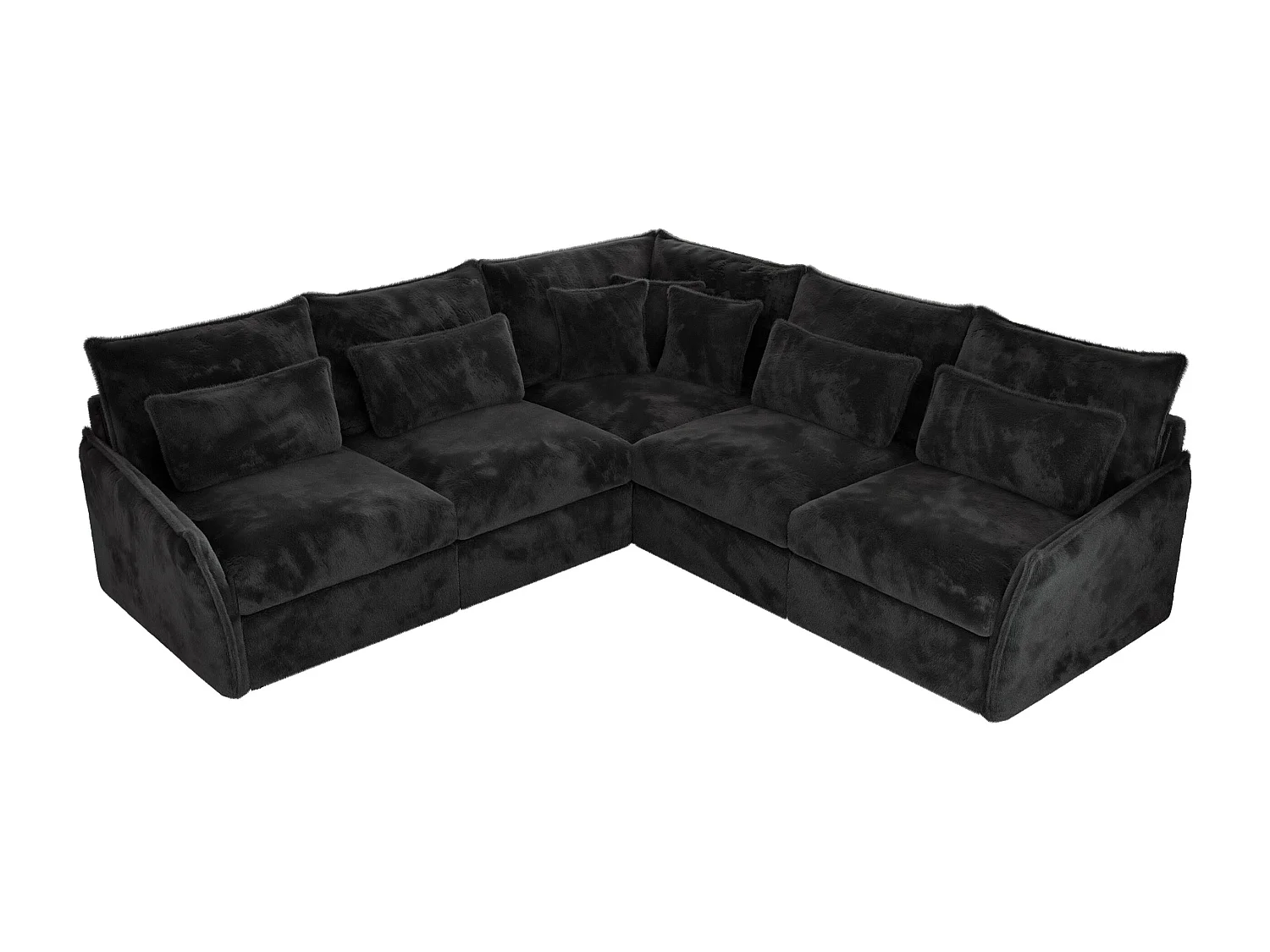 Ecksofa VERSO - modulare L-förmige Ecke, lose Kissen, Wohnlandschaft - Dunkelgrau Plüsch