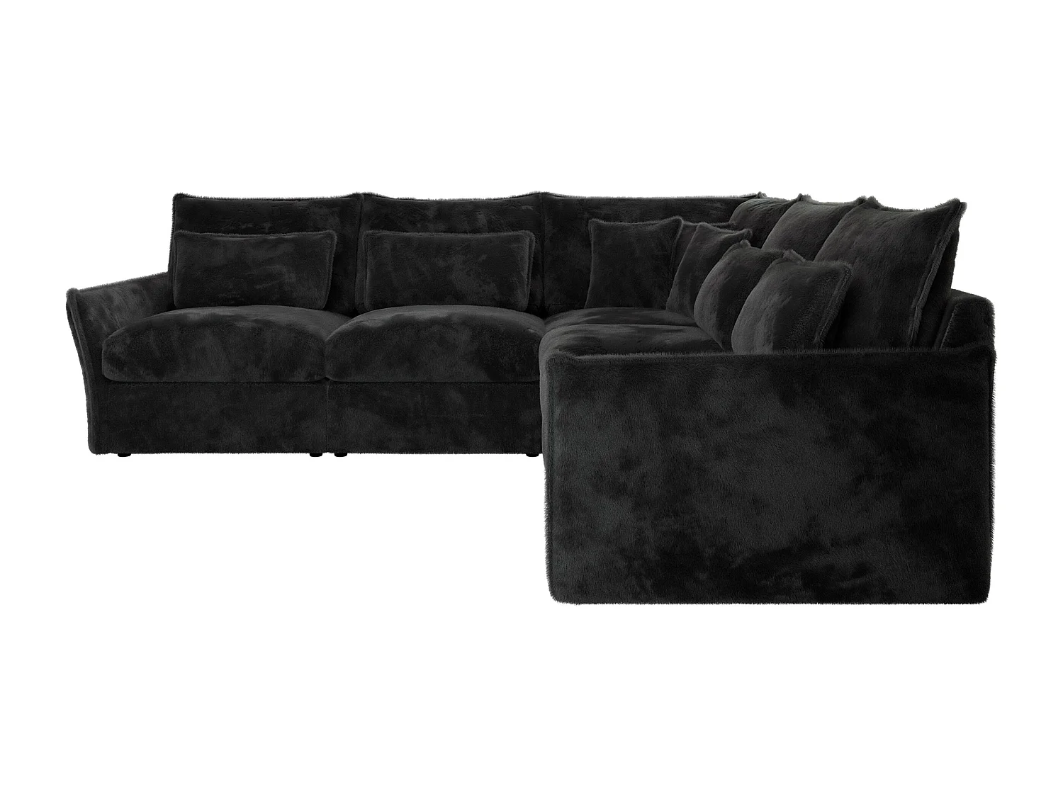 Ecksofa VERSO - modulare L-förmige Ecke, lose Kissen, Wohnlandschaft - Dunkelgrau Plüsch