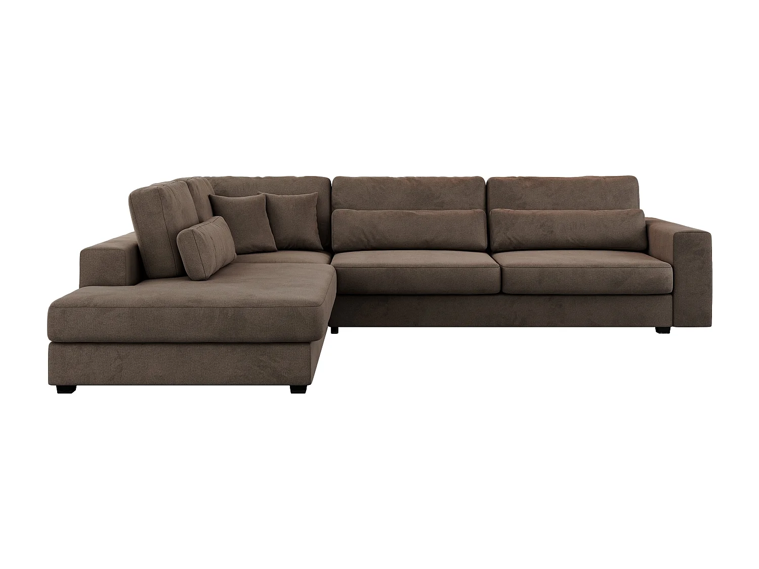 Ecksofa SAVONA - mit Armlehnen, lose Kissen, große L-förmige Ecke, Wohnlandschaft - Braun Velvet - Ecke Links