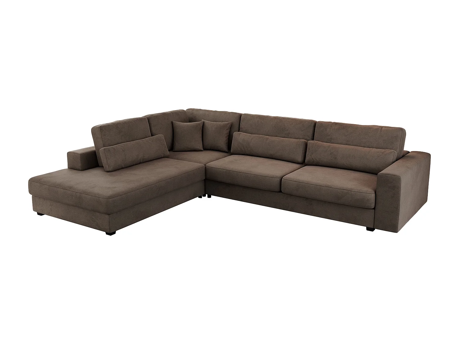 Ecksofa SAVONA - mit Armlehnen, lose Kissen, große L-förmige Ecke, Wohnlandschaft - Braun Velvet - Ecke Links