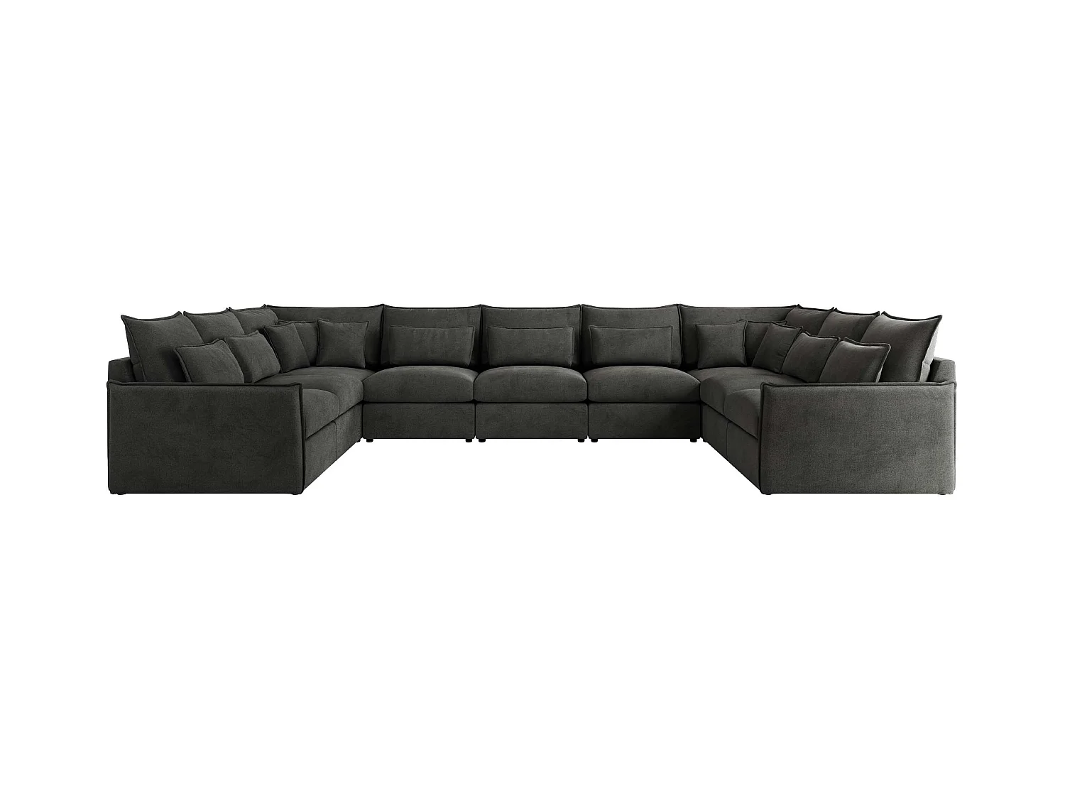 Ecksofa VERSO U9M - XXL Wohnlandschaft Ecke, modulare, Armlehnen und lose Kissen - Dunkelgrau Velvet
