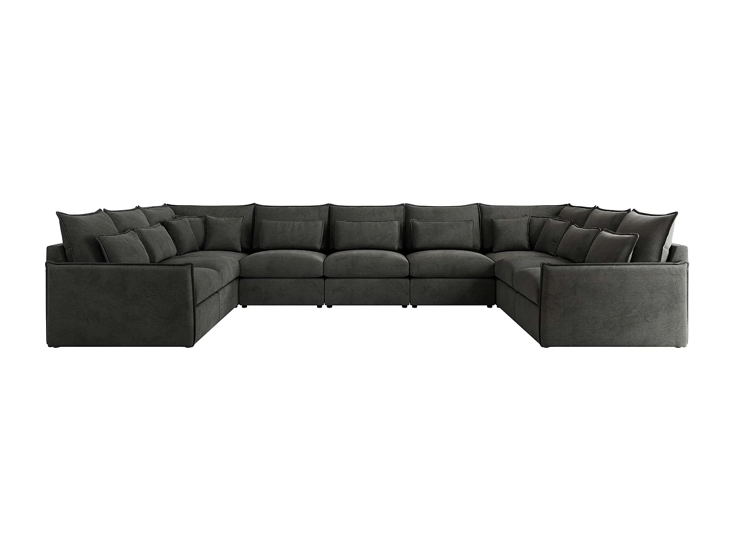 Ecksofa VERSO U9M - XXL Wohnlandschaft Ecke, modulare, Armlehnen und lose Kissen - Dunkelgrau Velvet