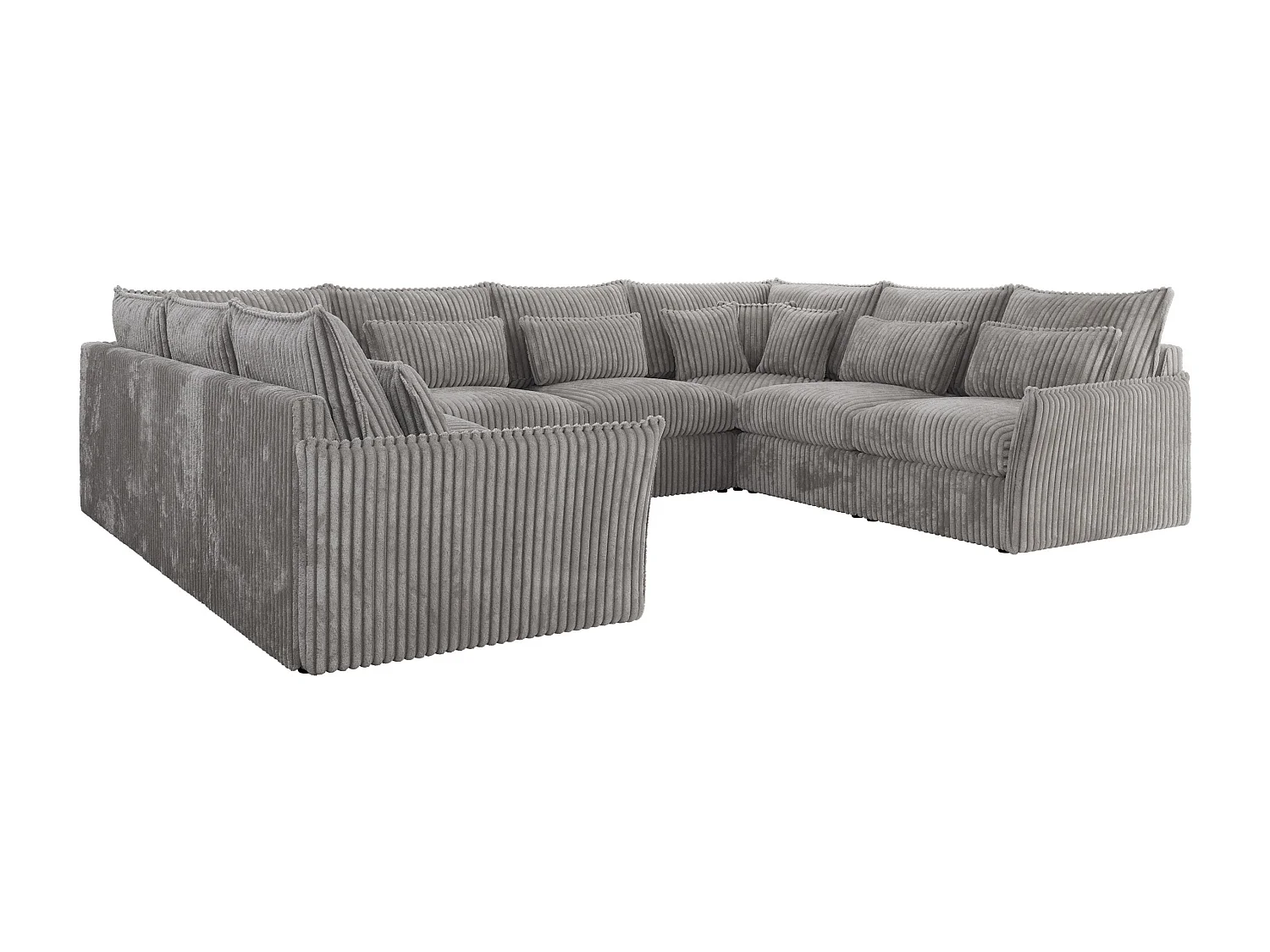 Ecksofa VERSO U8M - modulare U-förmige Ecke mit Armlehnen, Wohnlandschaft, Ecksofa XXL, lose Kissen - Hellgrau Cord