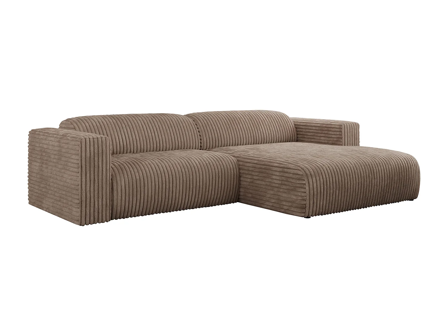 Ecksofa PASADENA - mit Armlehnen, Wohnlandschaft, freistehendes Sofa, große Ecke - Braun Cord - Ecke Rechts