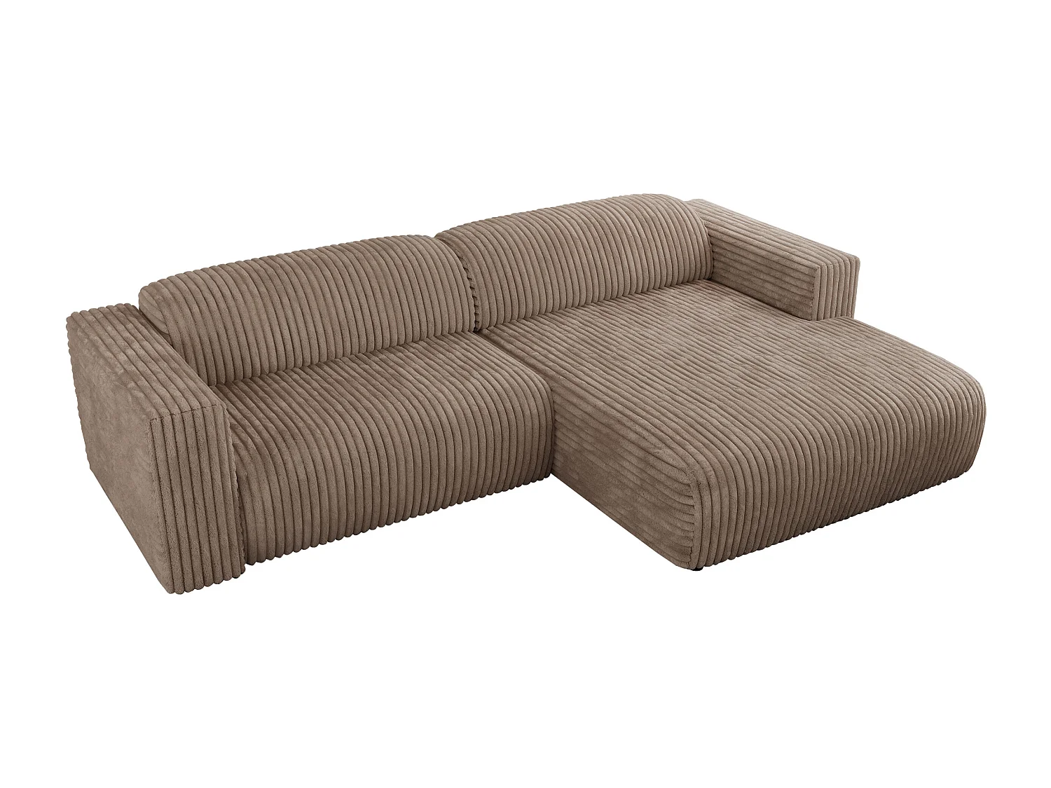 Ecksofa PASADENA - mit Armlehnen, Wohnlandschaft, freistehendes Sofa, große Ecke - Braun Cord - Ecke Rechts