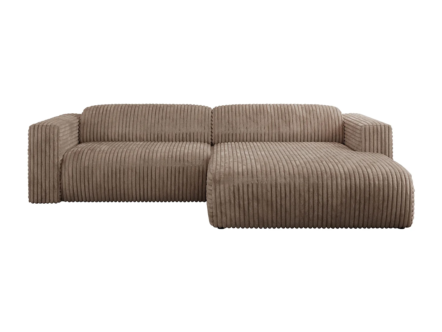 Ecksofa PASADENA - mit Armlehnen, Wohnlandschaft, freistehendes Sofa, große Ecke - Braun Cord - Ecke Rechts