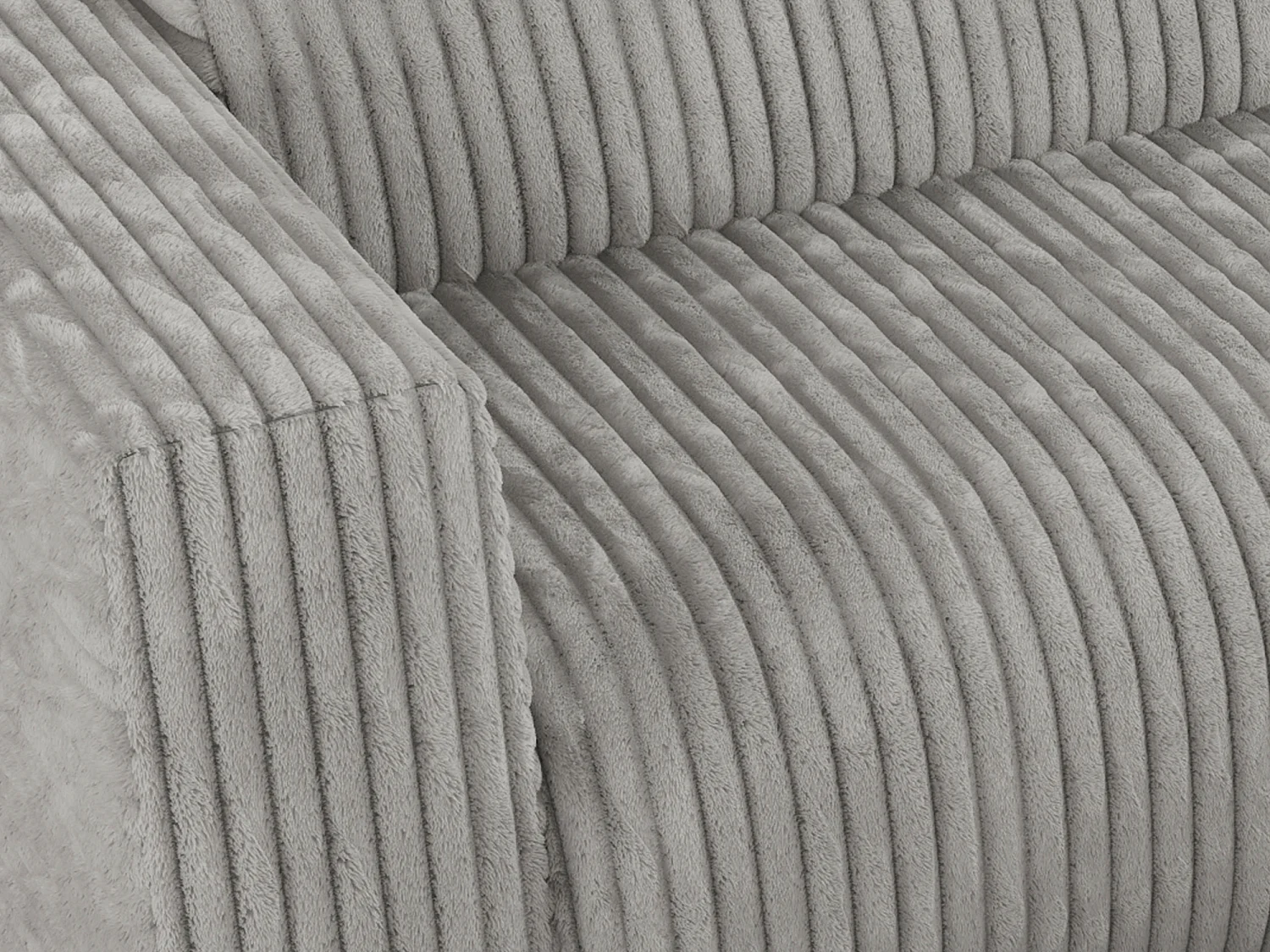 Ecksofa PASADENA - mit Armlehnen, Wohnlandschaft, freistehendes Sofa, große Ecke - Hellgrau Cord - Ecke Links