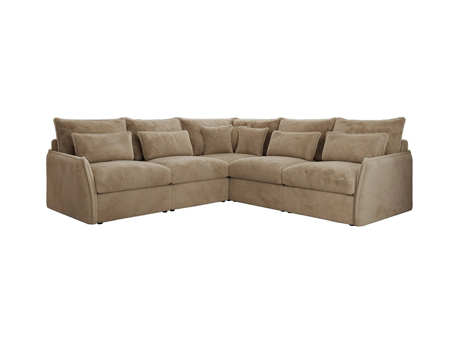 Ecksofa VERSO - modulare L-förmige Ecke, lose Kissen, Wohnlandschaft - Beige Plüsch
