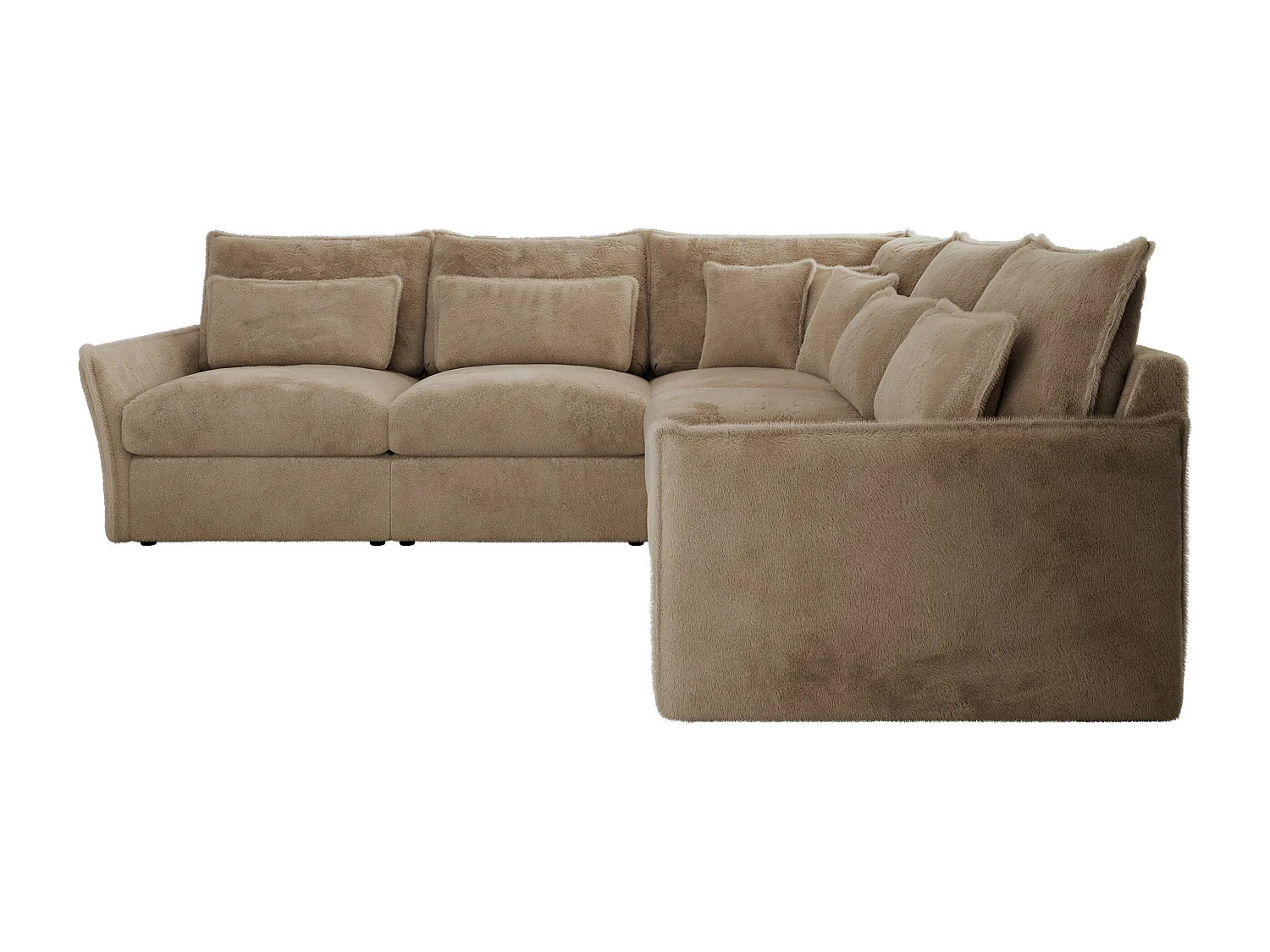 Ecksofa VERSO - modulare L-förmige Ecke, lose Kissen, Wohnlandschaft - Beige Plüsch
