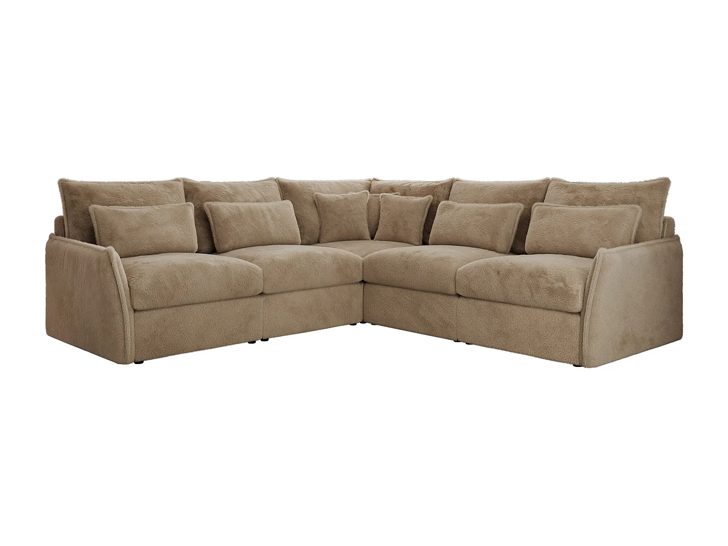 Ecksofa VERSO - modulare L-förmige Ecke, lose Kissen, Wohnlandschaft - Beige Plüsch