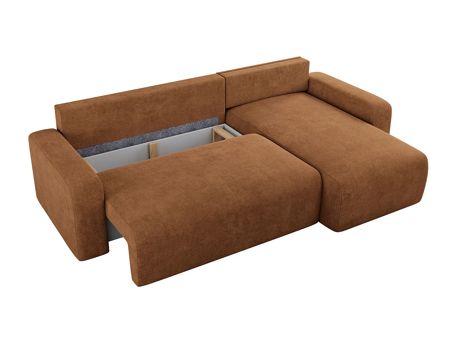 Ecksofa ARGOS - mit Schlaffunktion, Sofa mit armlehnen, Bettkasten, 3-Sitzer Sofa - Orange Stukture