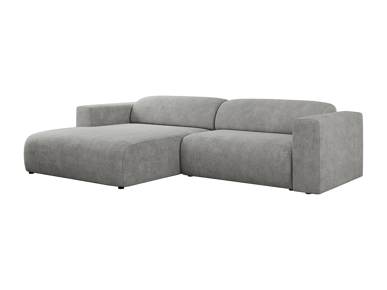 Ecksofa PASADENA - mit Armlehnen, Wohnlandschaft, freistehendes Sofa, große Ecke - Hellgrau Stukture - Ecke Links