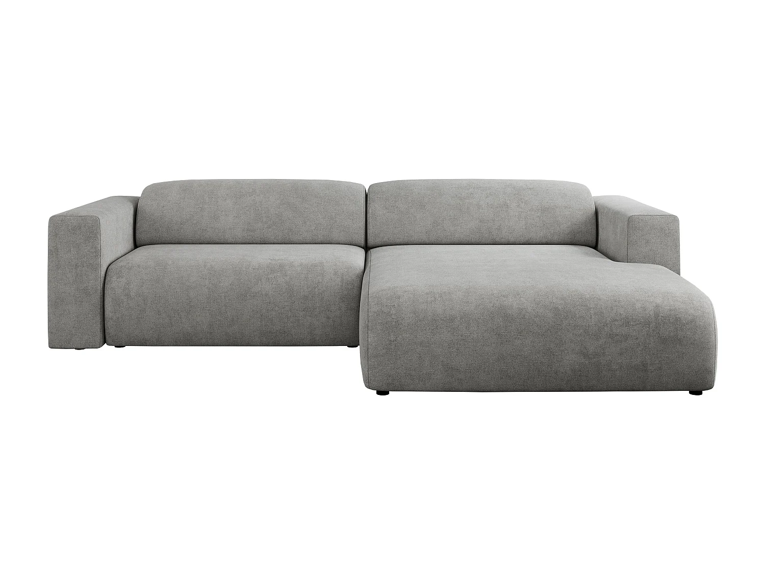 Ecksofa PASADENA - mit Armlehnen, Wohnlandschaft, freistehendes Sofa, große Ecke - Hellgrau Stukture - Ecke Links