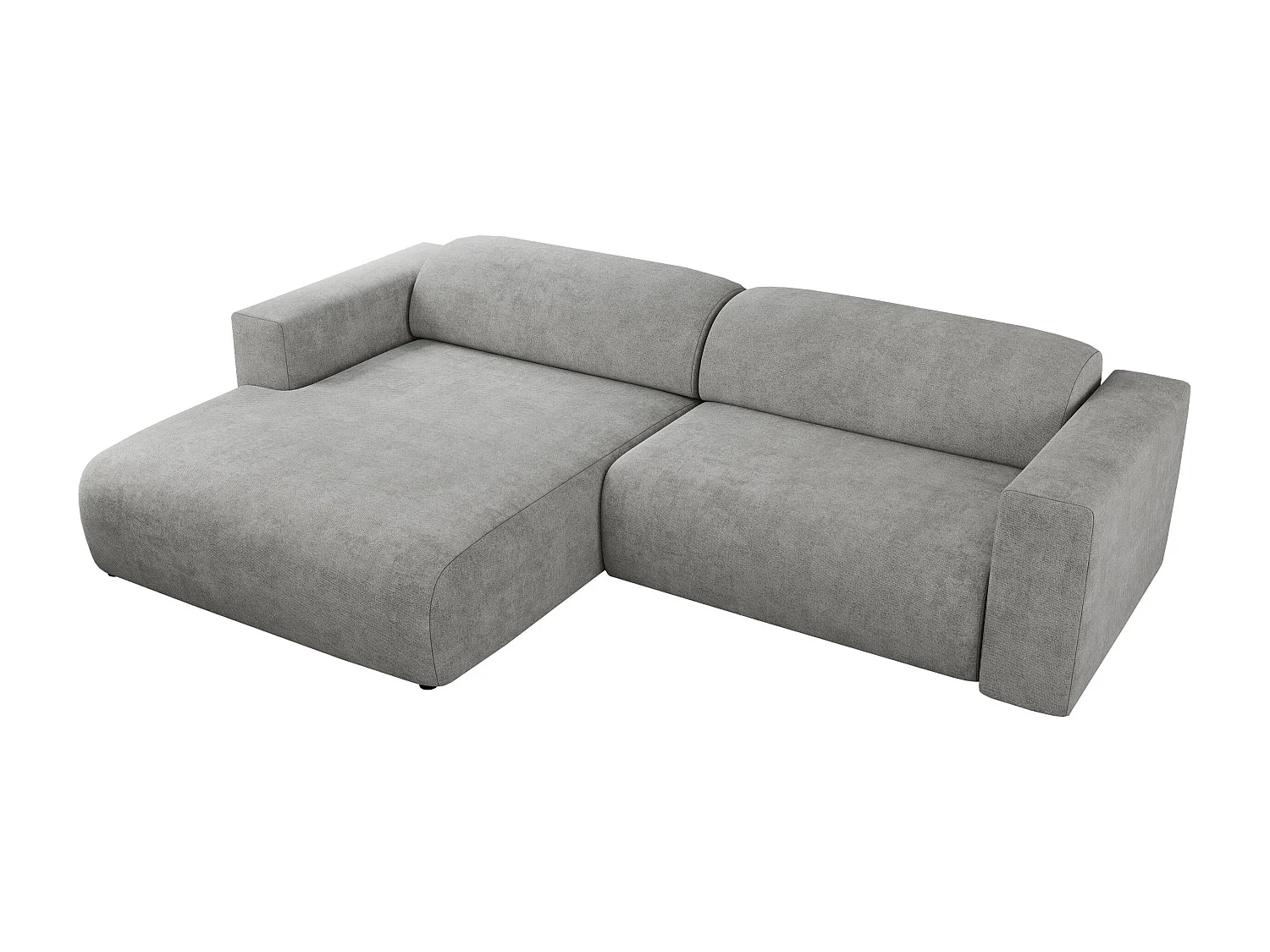 Ecksofa PASADENA - mit Armlehnen, Wohnlandschaft, freistehendes Sofa, große Ecke - Hellgrau Stukture - Ecke Links