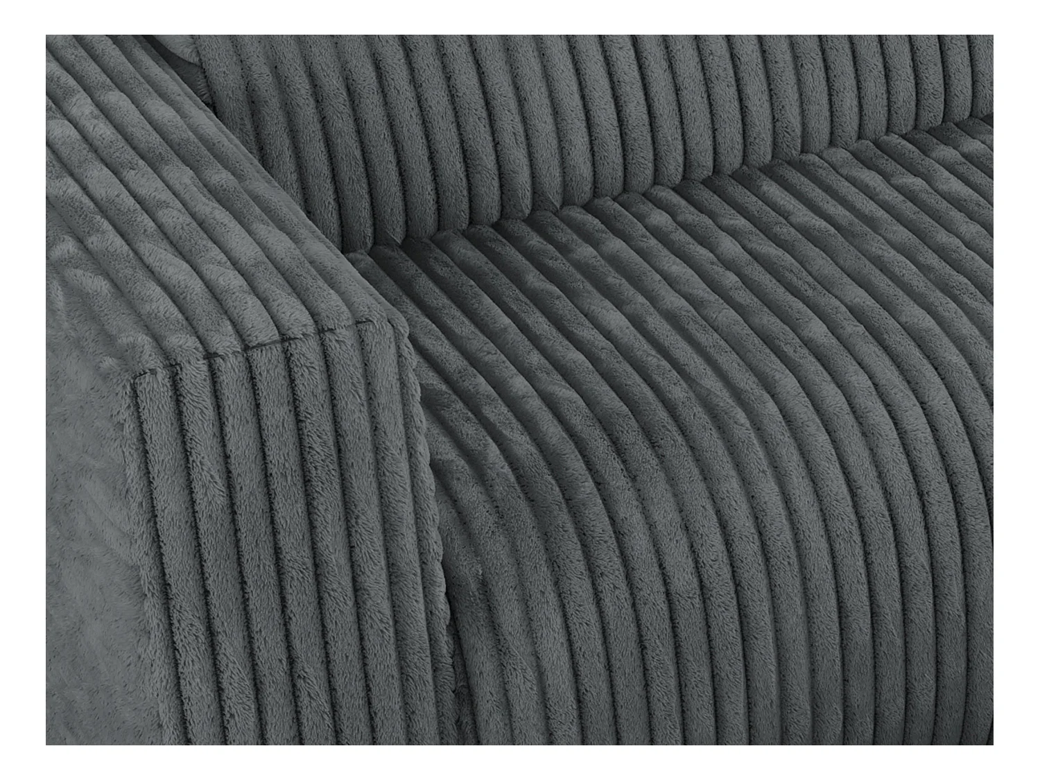 Ecksofa PASADENA - mit Armlehnen, Wohnlandschaft, freistehendes Sofa, große Ecke - Dunkelgrau Cord - Ecke Rechts