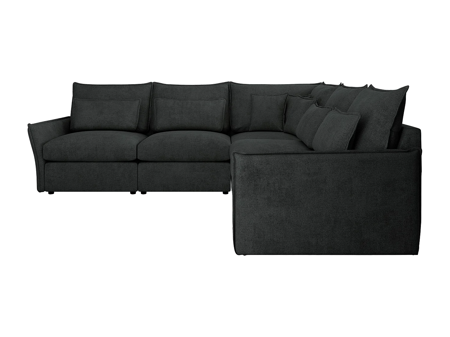 Ecksofa VERSO - modulare L-förmige Ecke, lose Kissen, Wohnlandschaft - Dunkelgrau Struktur