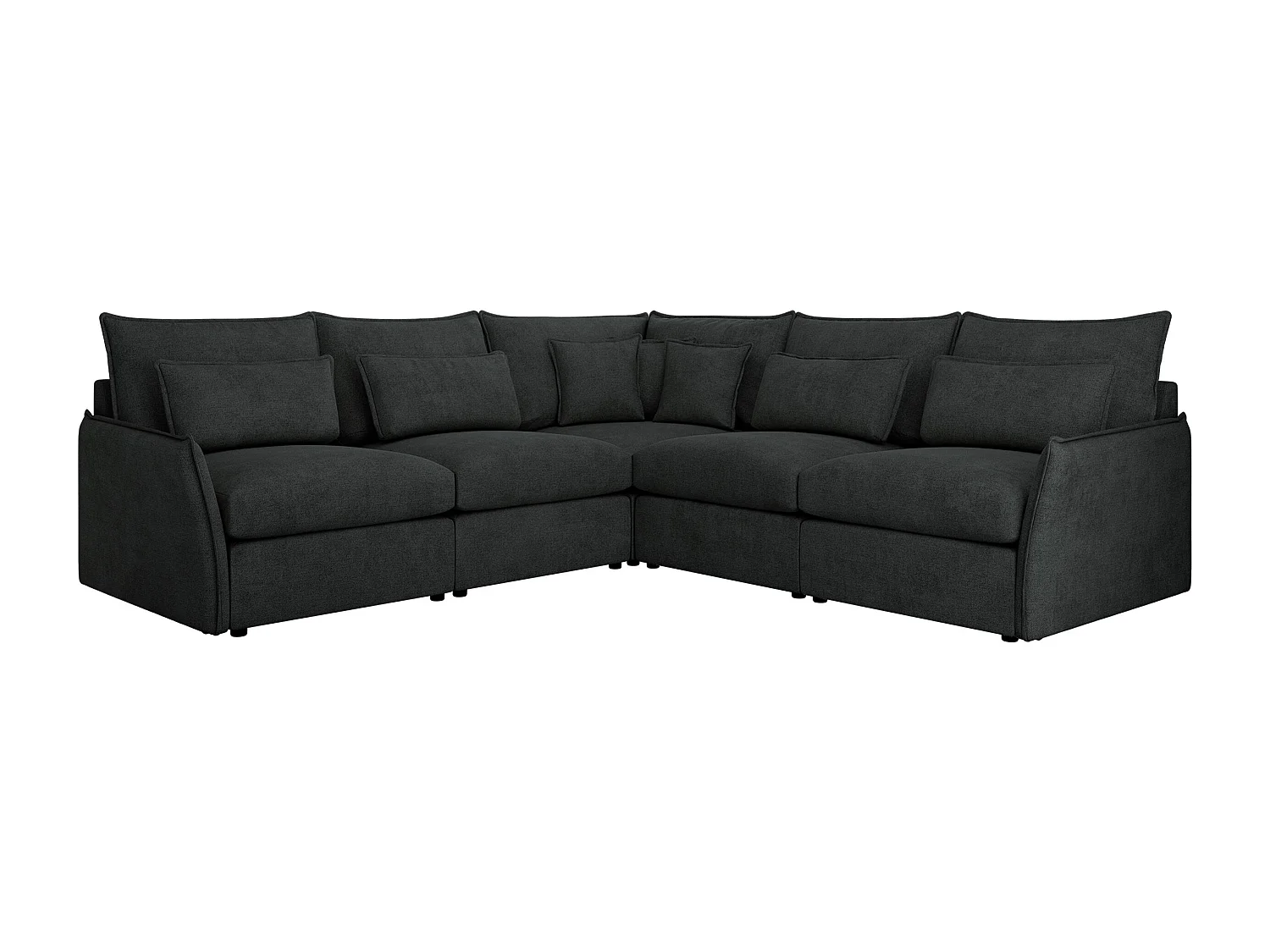 Ecksofa VERSO - modulare L-förmige Ecke, lose Kissen, Wohnlandschaft - Dunkelgrau Struktur