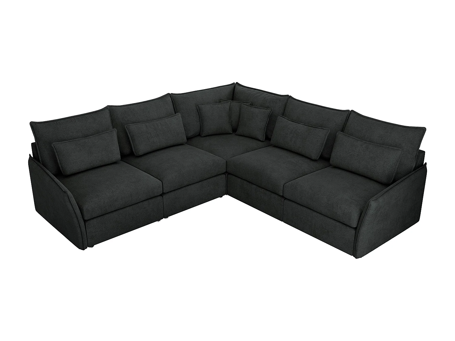 Ecksofa VERSO - modulare L-förmige Ecke, lose Kissen, Wohnlandschaft - Dunkelgrau Struktur