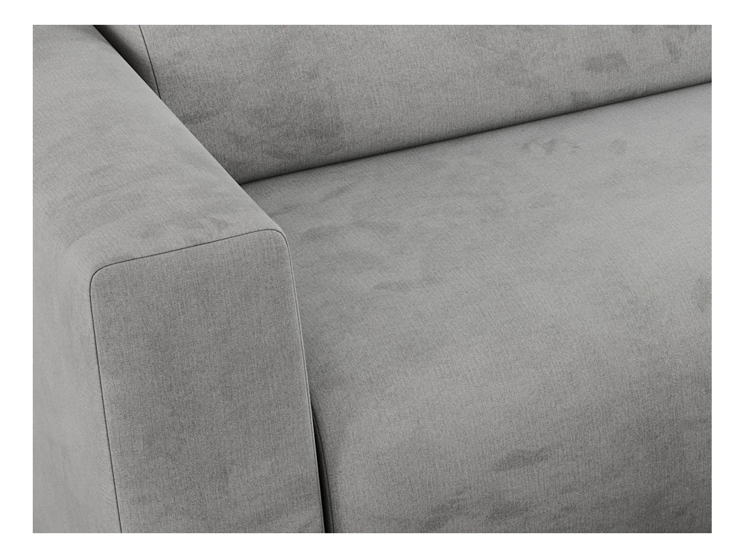 Ecksofa PASADENA - mit Armlehnen, Wohnlandschaft, freistehendes Sofa, große Ecke - Hellgrau Velvet - Ecke Links