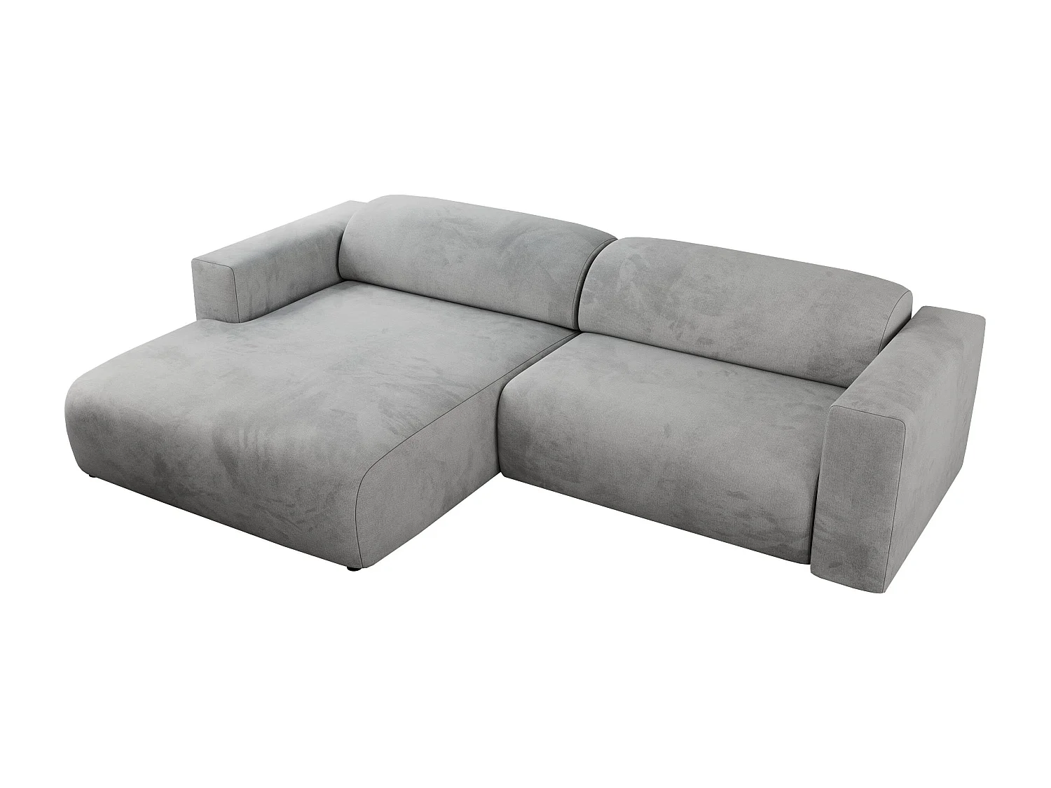 Ecksofa PASADENA - mit Armlehnen, Wohnlandschaft, freistehendes Sofa, große Ecke - Hellgrau Velvet - Ecke Links