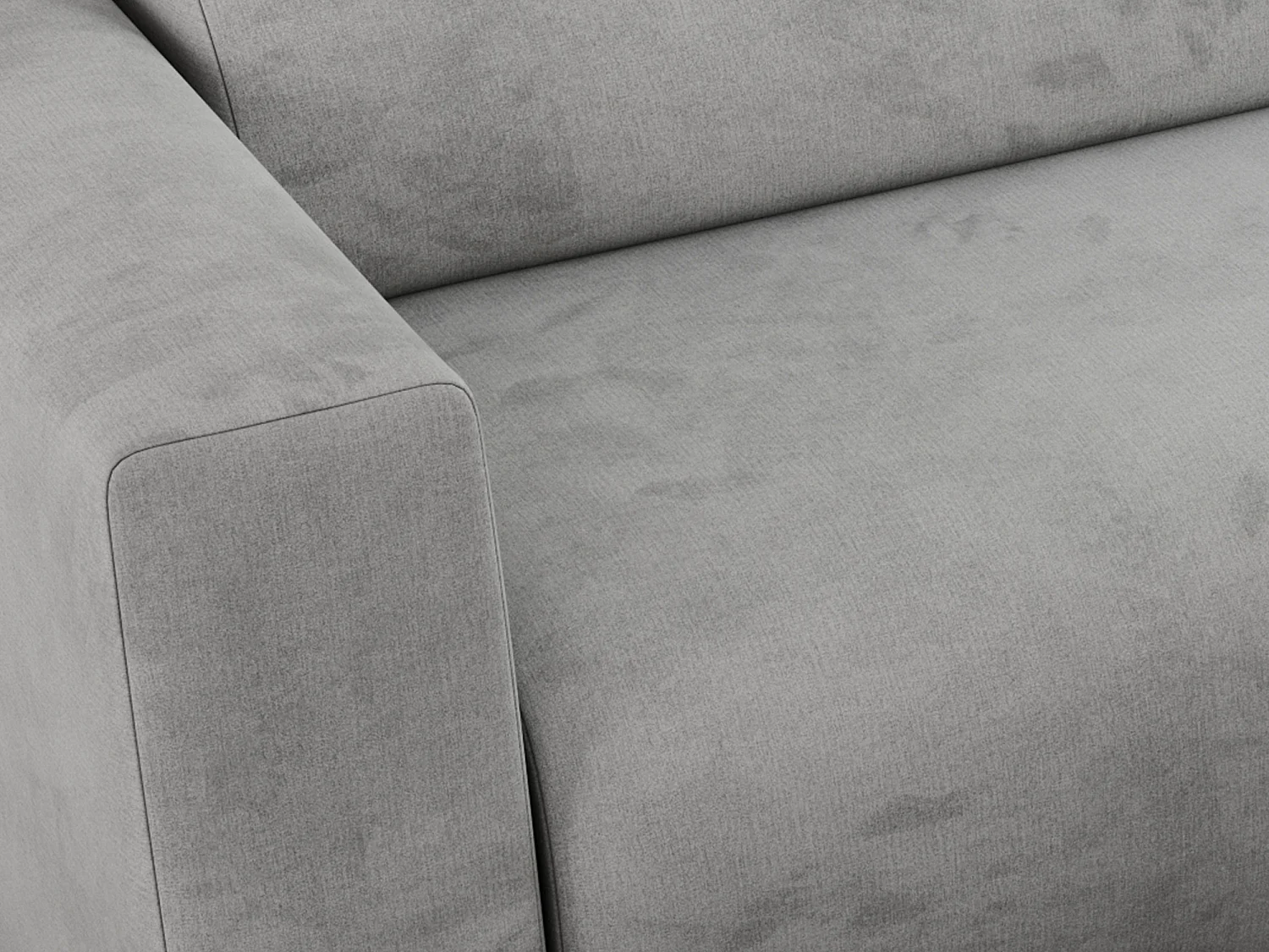 Ecksofa PASADENA - mit Armlehnen, Wohnlandschaft, freistehendes Sofa, große Ecke - Hellgrau Velvet - Ecke Links