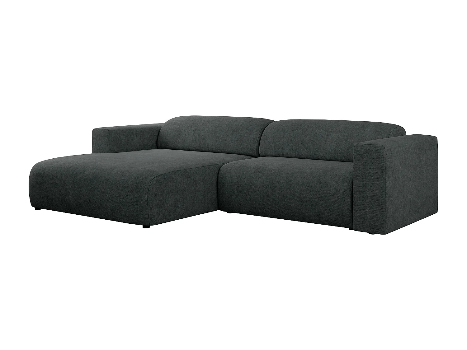 Ecksofa PASADENA - mit Armlehnen, Wohnlandschaft, freistehendes Sofa, große Ecke - Dunkelgrau Stukture - Ecke Links