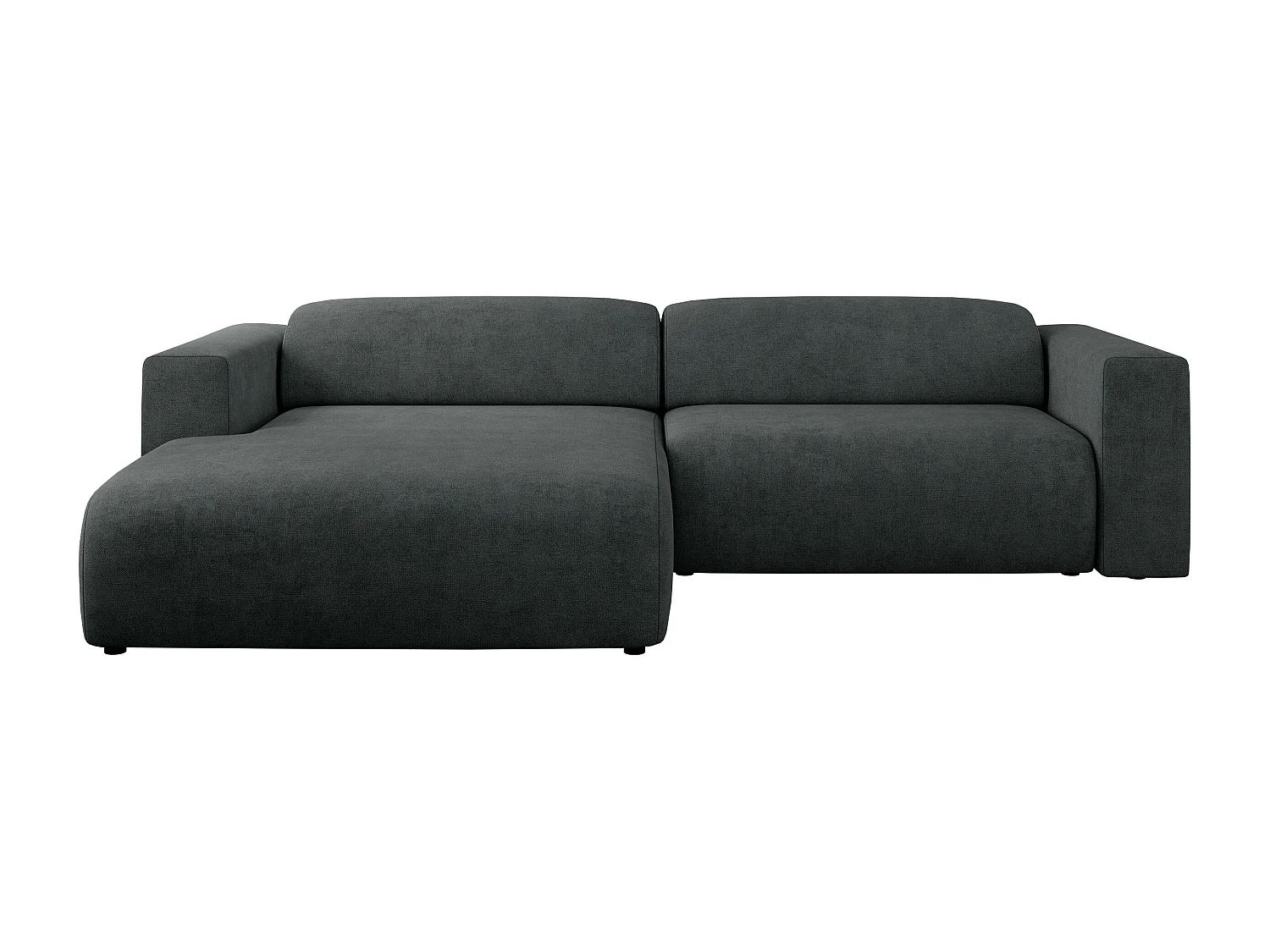 Ecksofa PASADENA - mit Armlehnen, Wohnlandschaft, freistehendes Sofa, große Ecke - Dunkelgrau Stukture - Ecke Links