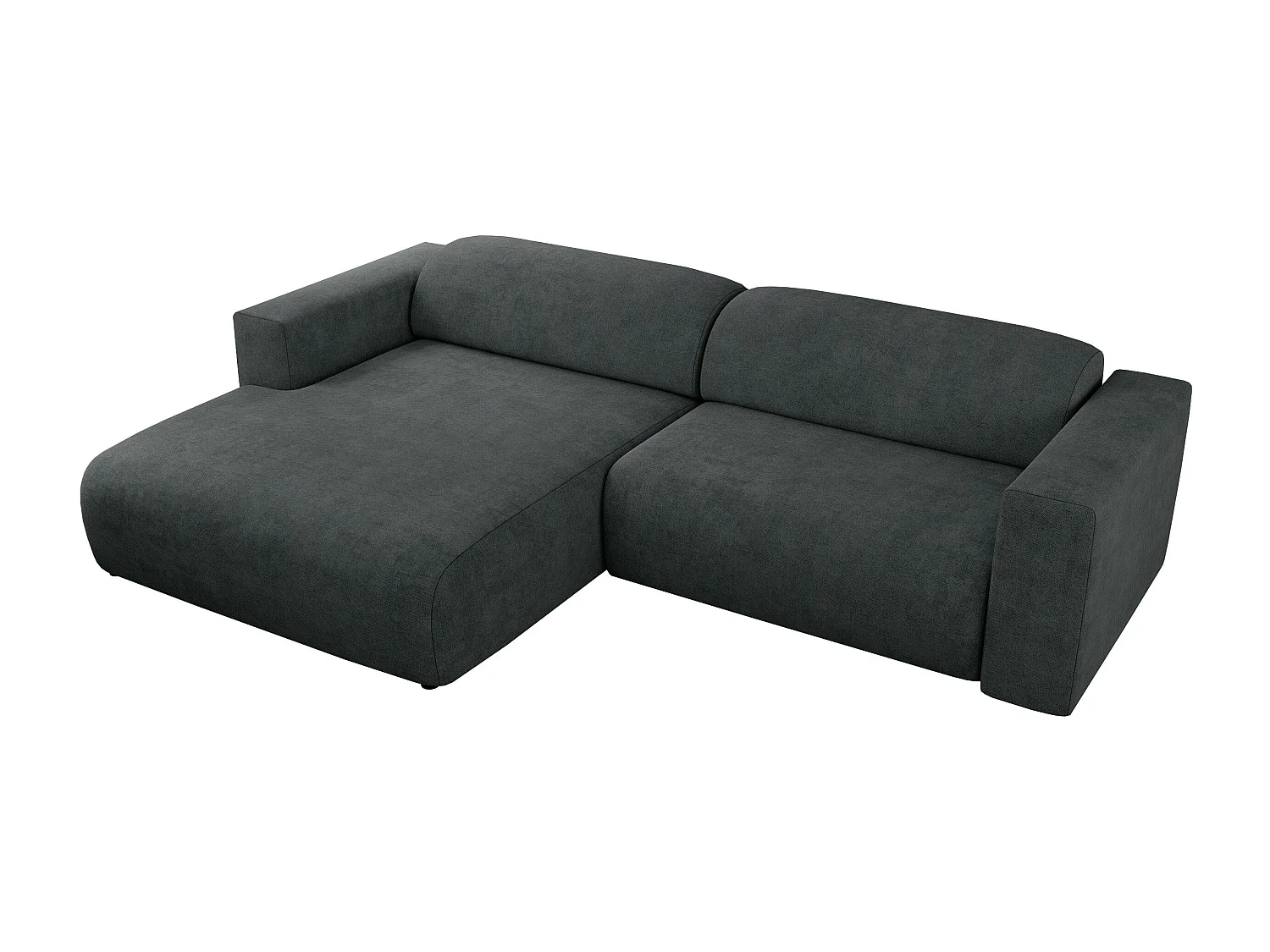 Ecksofa PASADENA - mit Armlehnen, Wohnlandschaft, freistehendes Sofa, große Ecke - Dunkelgrau Stukture - Ecke Links