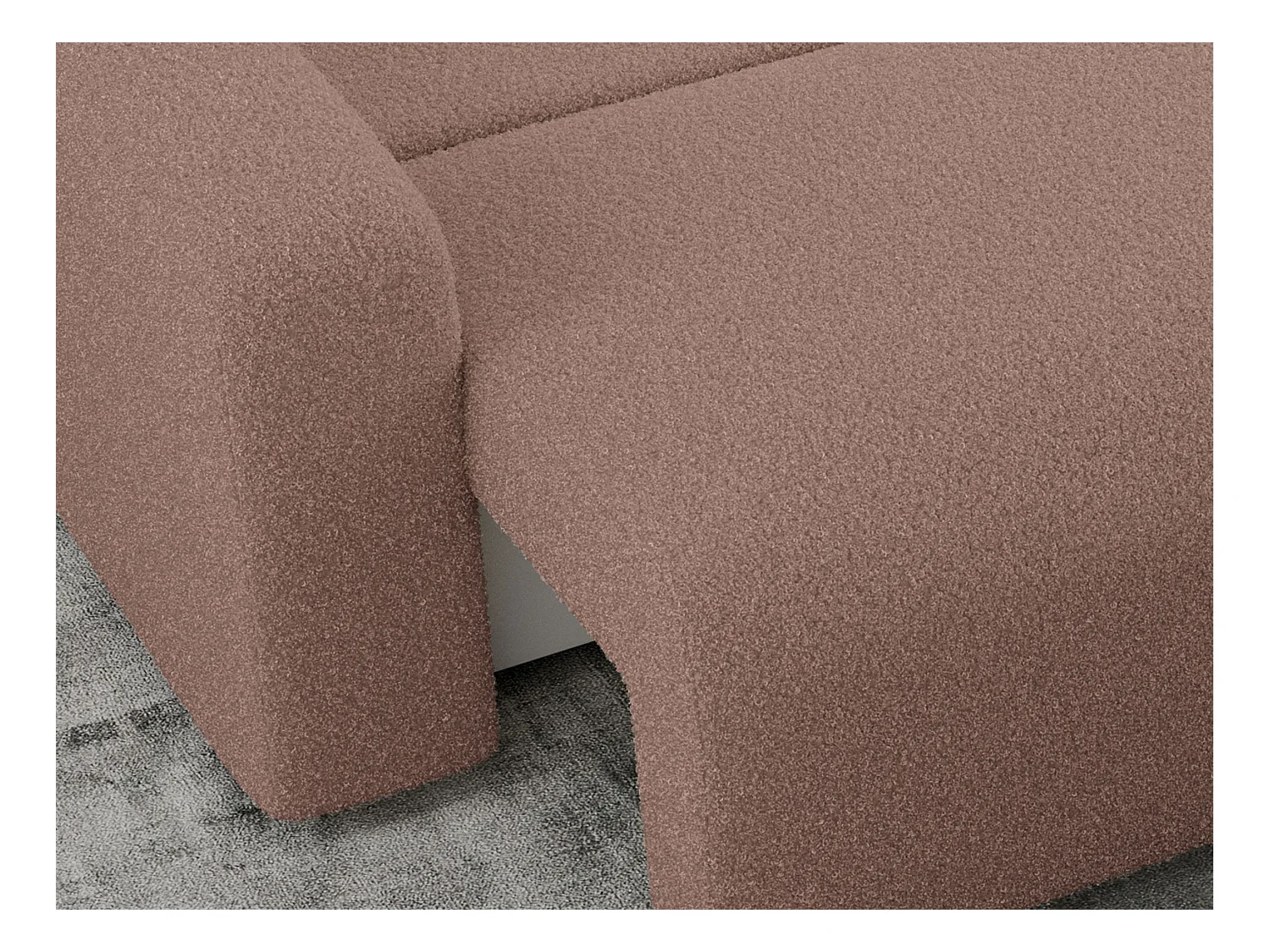 Ecksofa ARGOS - mit Schlaffunktion, Sofa mit armlehnen, Bettkasten, 3-Sitzer Sofa - Rosa Boucle